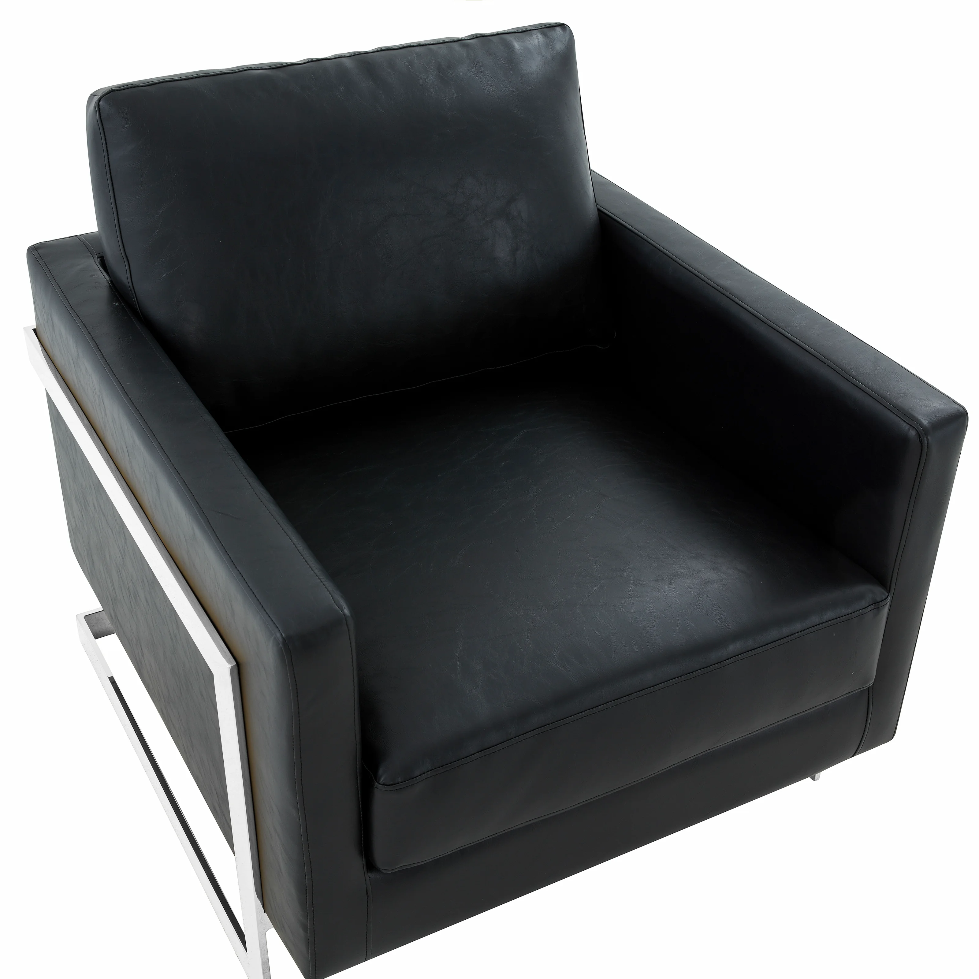 Lincoln Leather Accent Armchair With Silver Frame