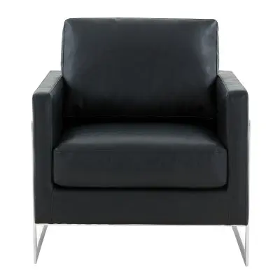 Lincoln Leather Accent Armchair With Silver Frame