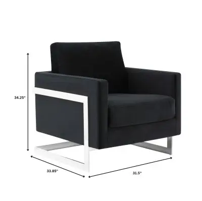 Lincoln Velvet Accent Armchair With Chromed Frame