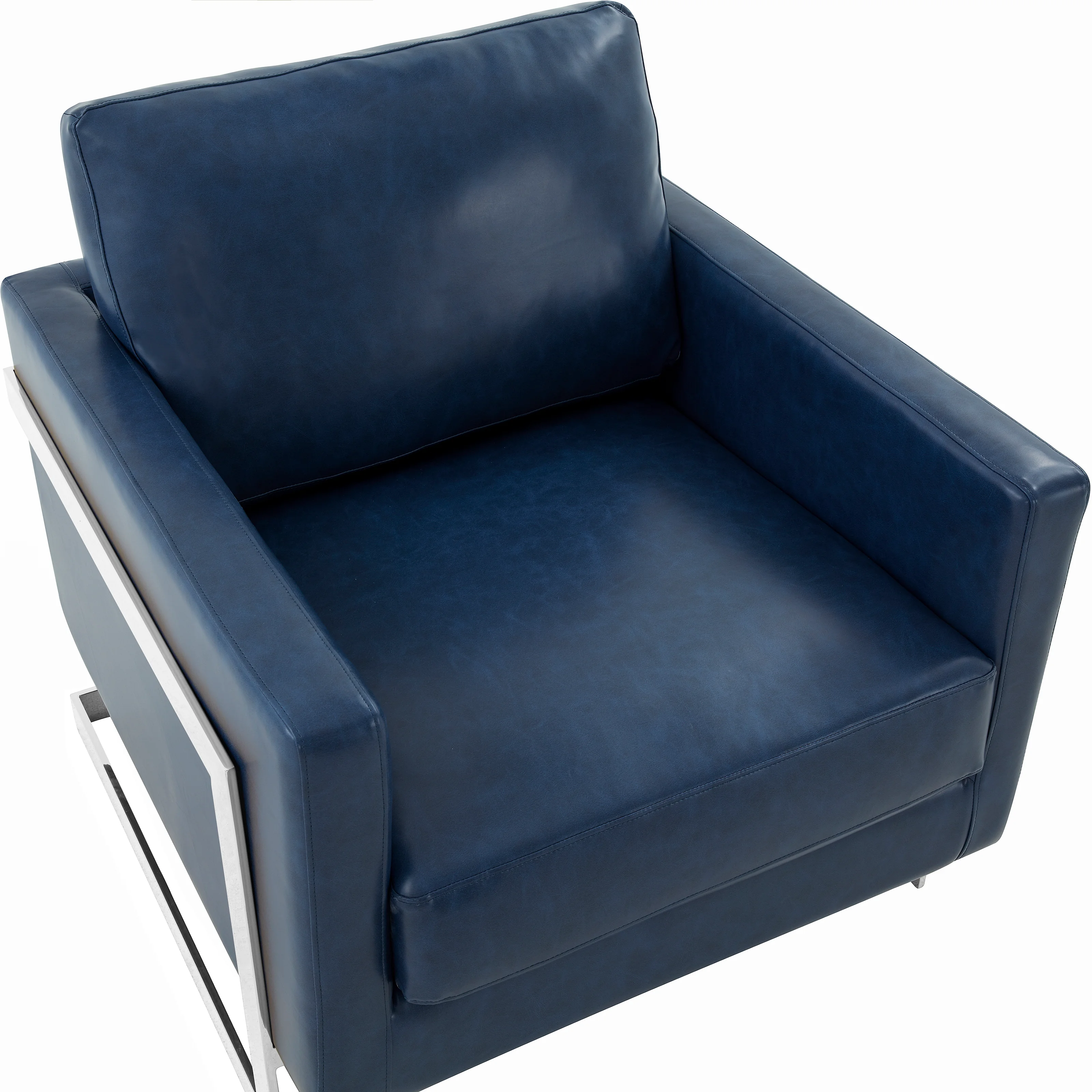 Lincoln Leather Accent Armchair With Silver Frame