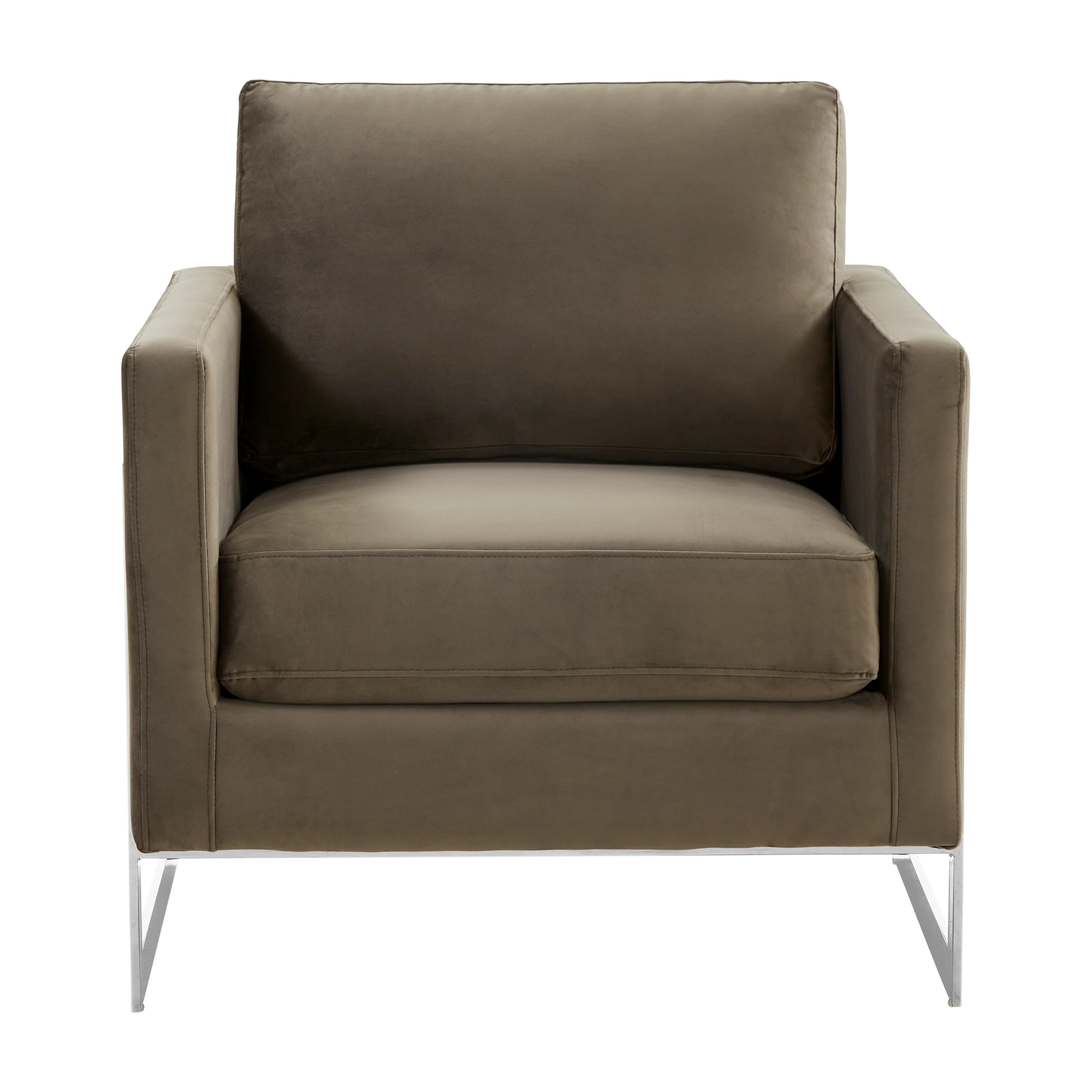 Lincoln Velvet Accent Armchair With Chromed Frame in Dark Grey