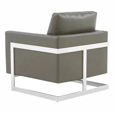 Lincoln Leather Accent Armchair With Silver Frame