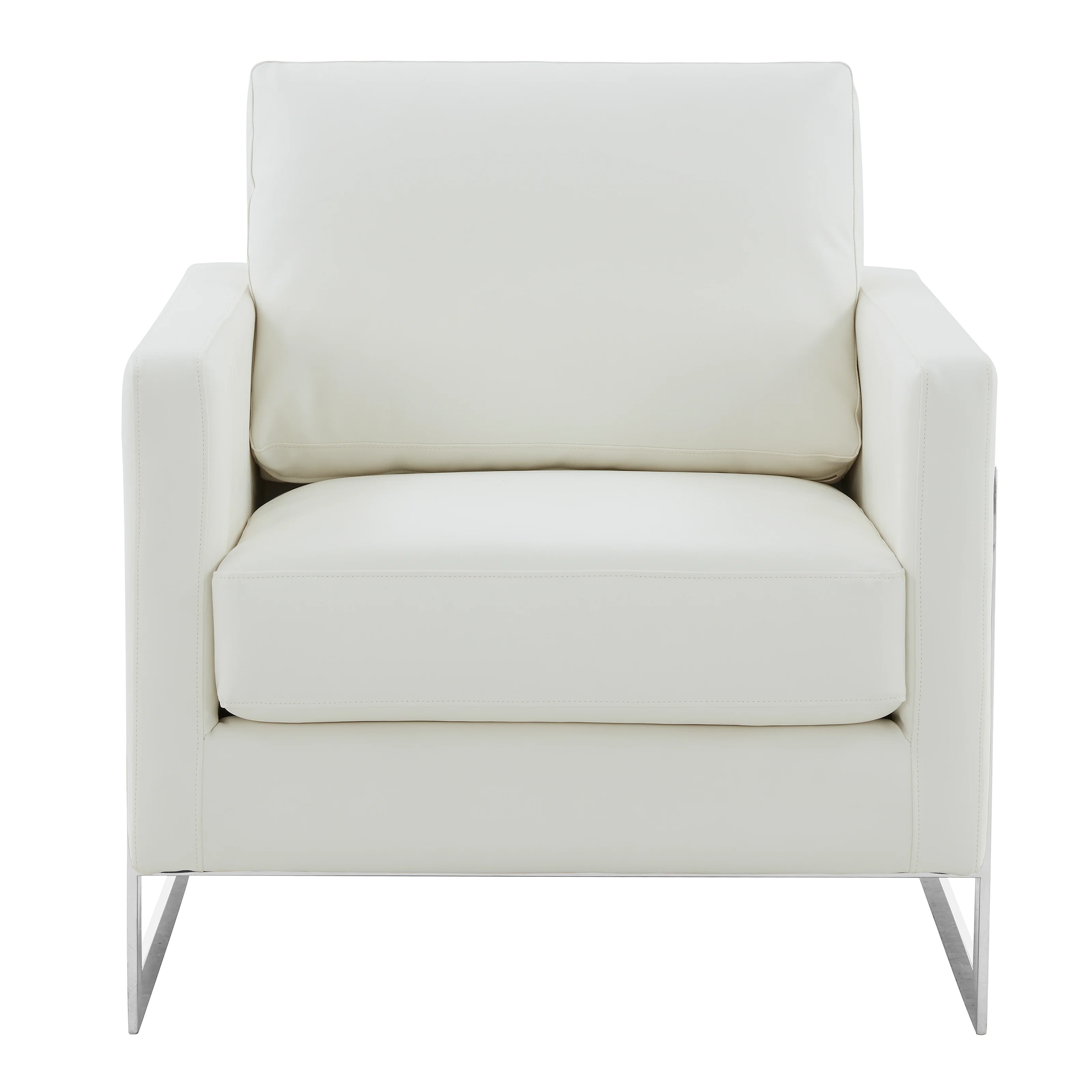Lincoln Leather Accent Armchair With Silver Frame