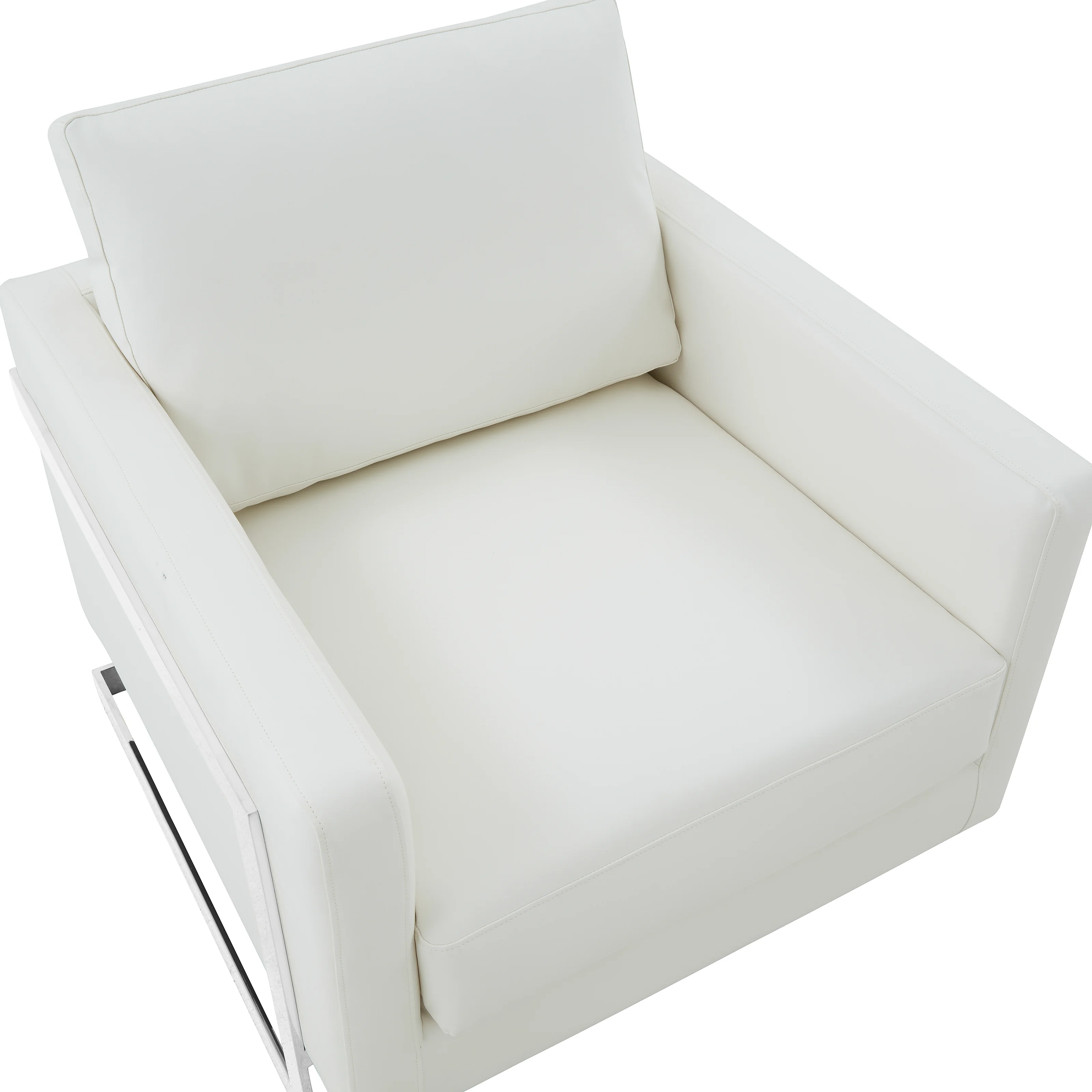 Lincoln Leather Accent Armchair With Silver Frame
