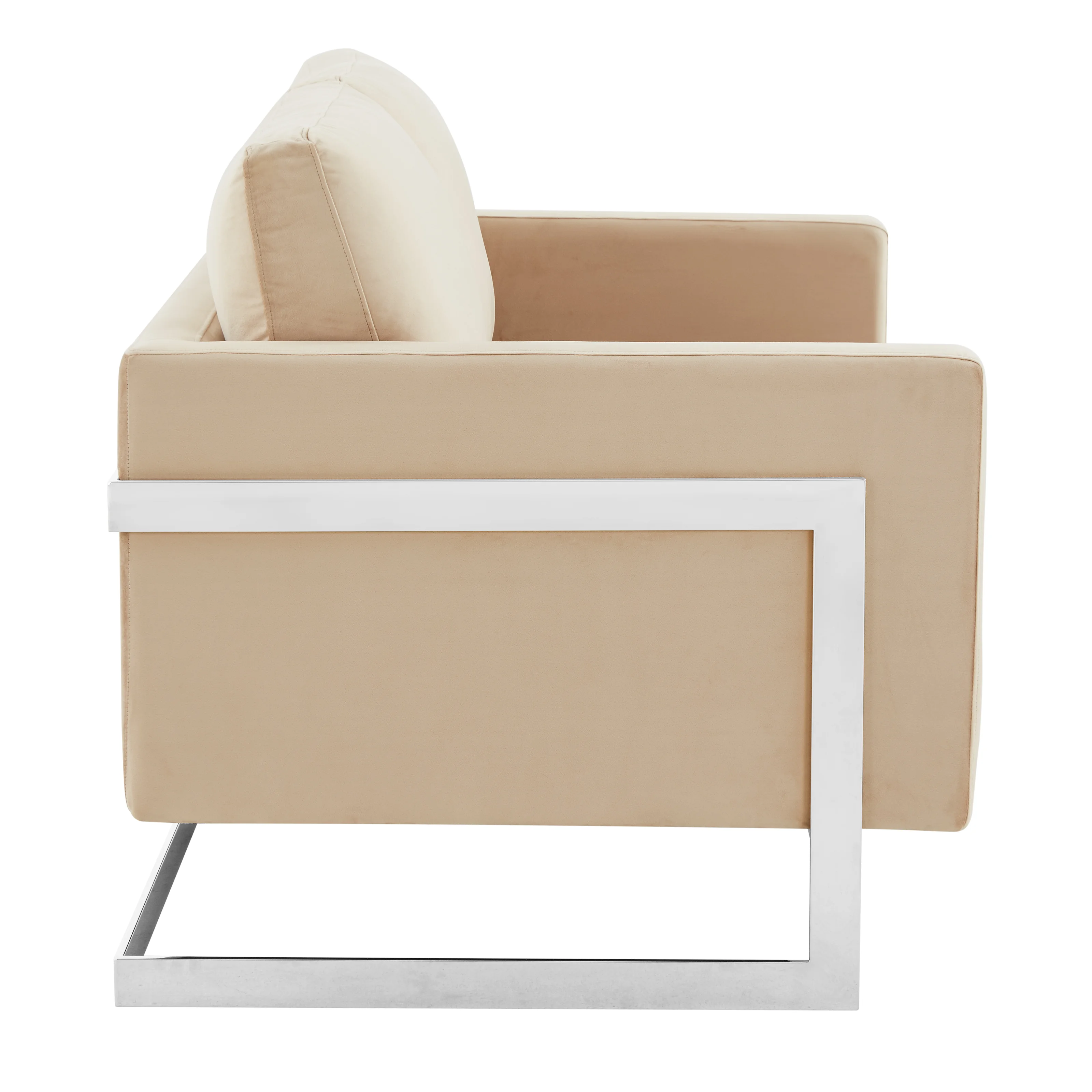 Lincoln Beige Velvet Loveseat With Chromed Frame