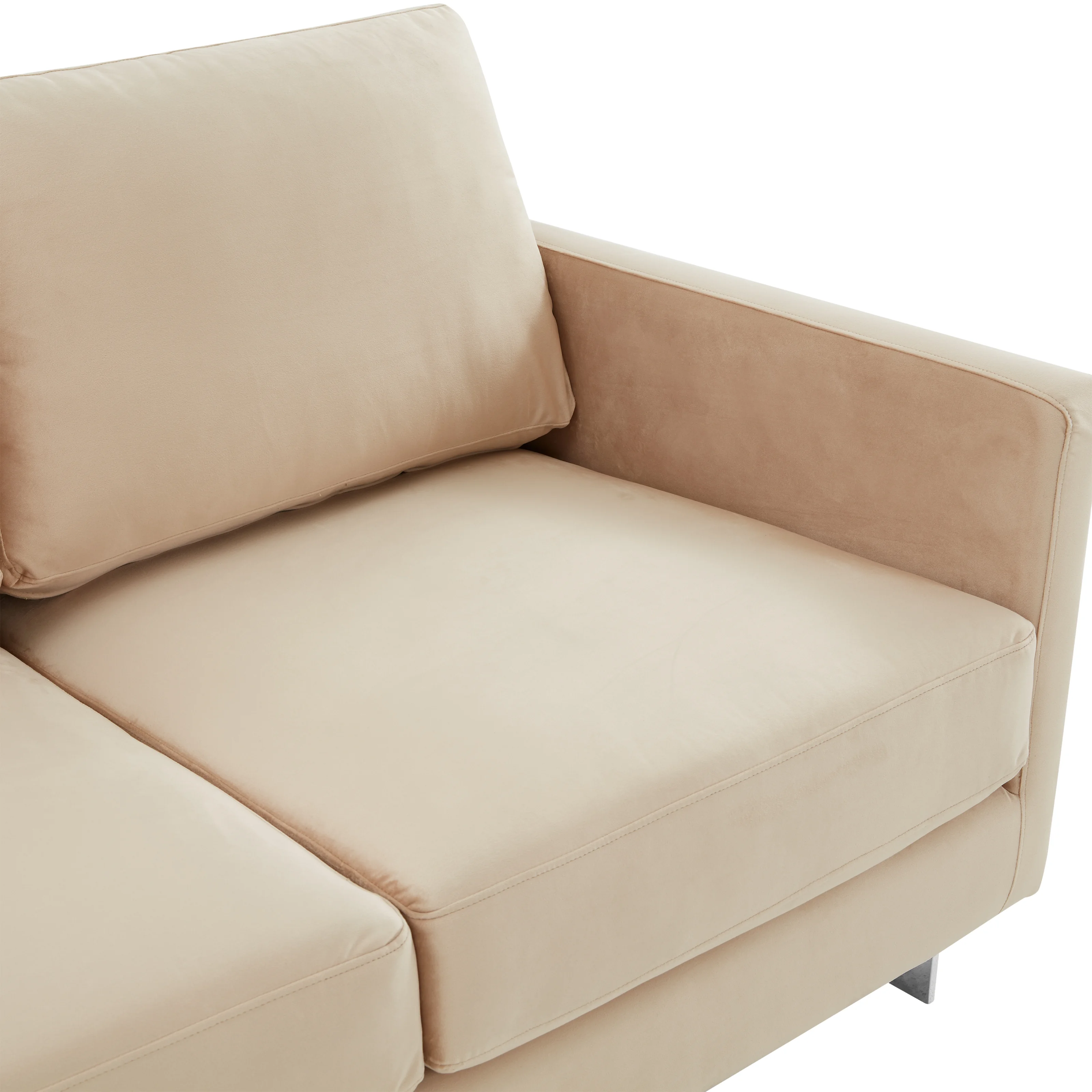 Lincoln Beige Velvet Loveseat With Chromed Frame