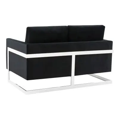 Lincoln Black Velvet Loveseat With Chromed Frame