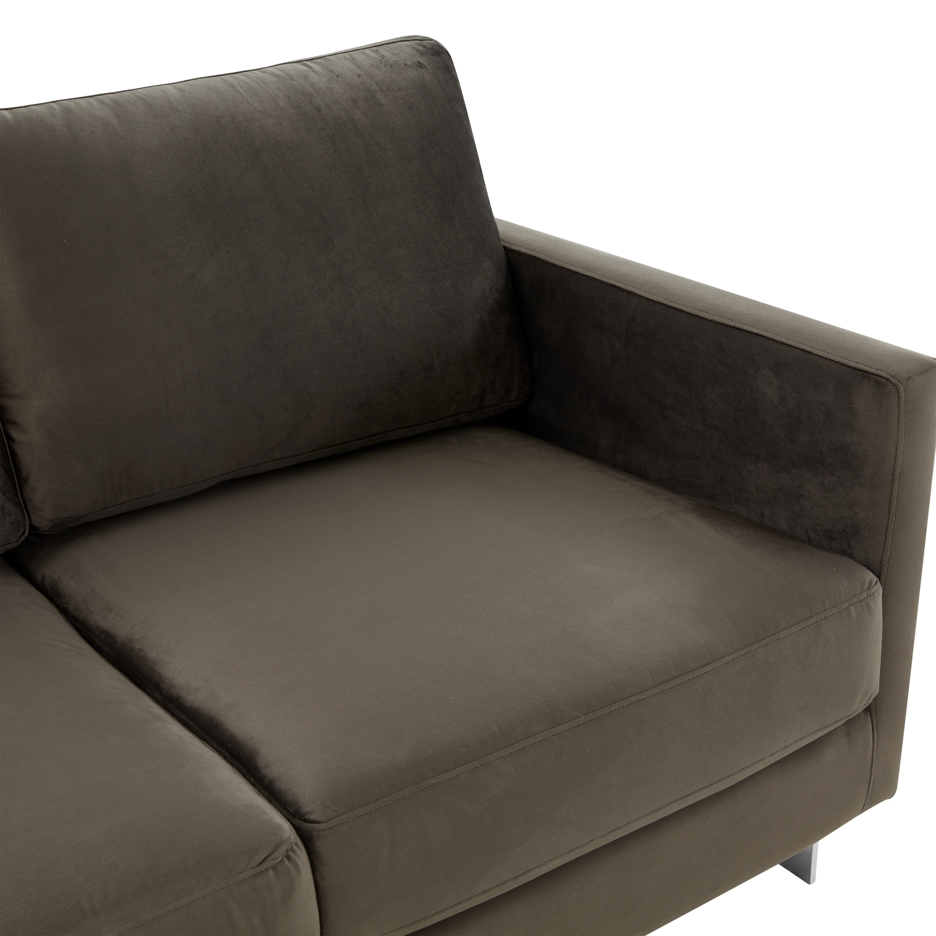 Lincoln Dark Grey Velvet Loveseat With Chromed Frame