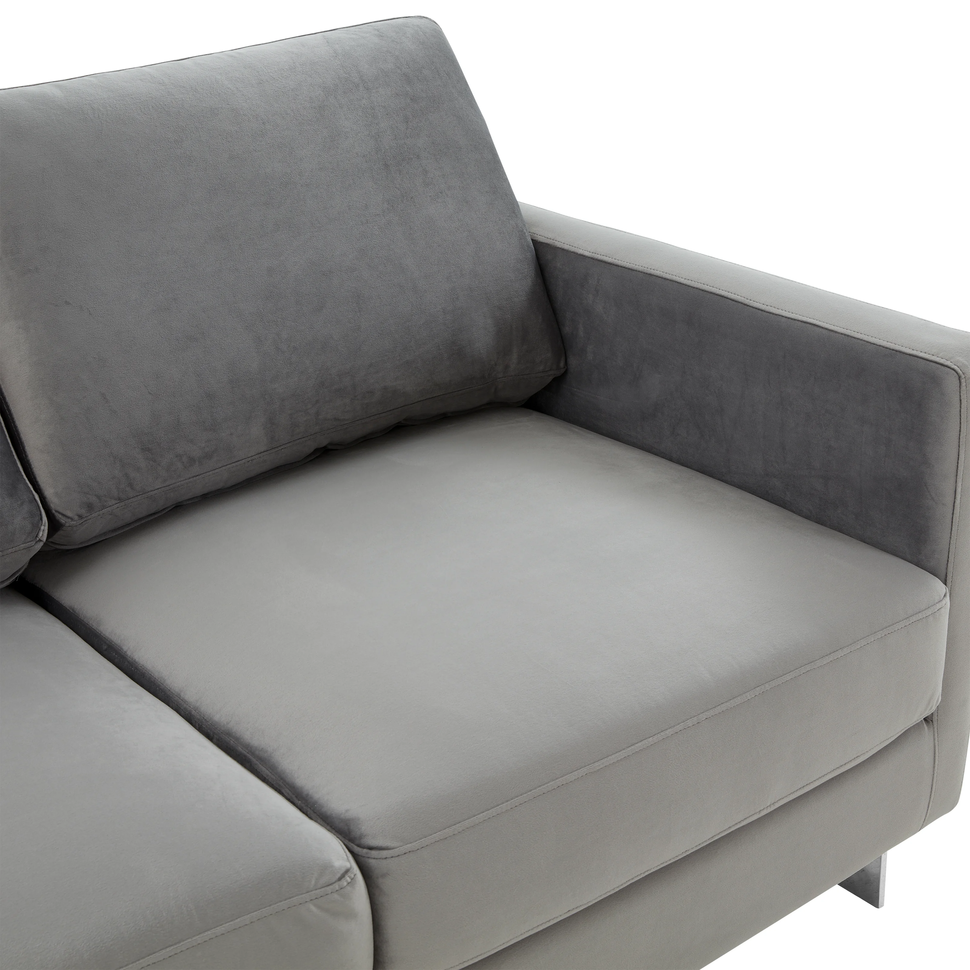 Lincoln Light Grey Velvet Loveseat With Chromed Frame