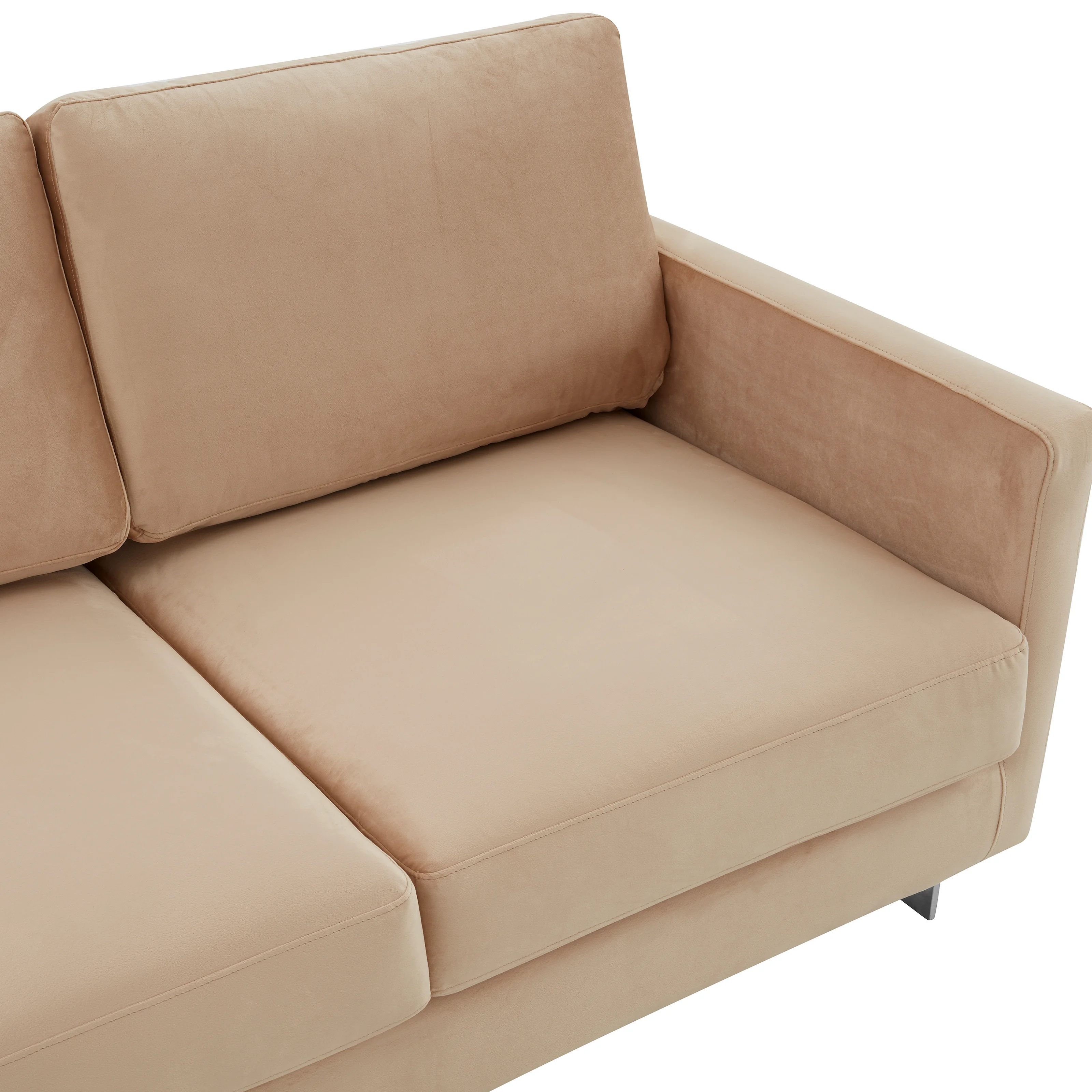 Lincoln Beige Velvet Sofa With Chromed Frame
