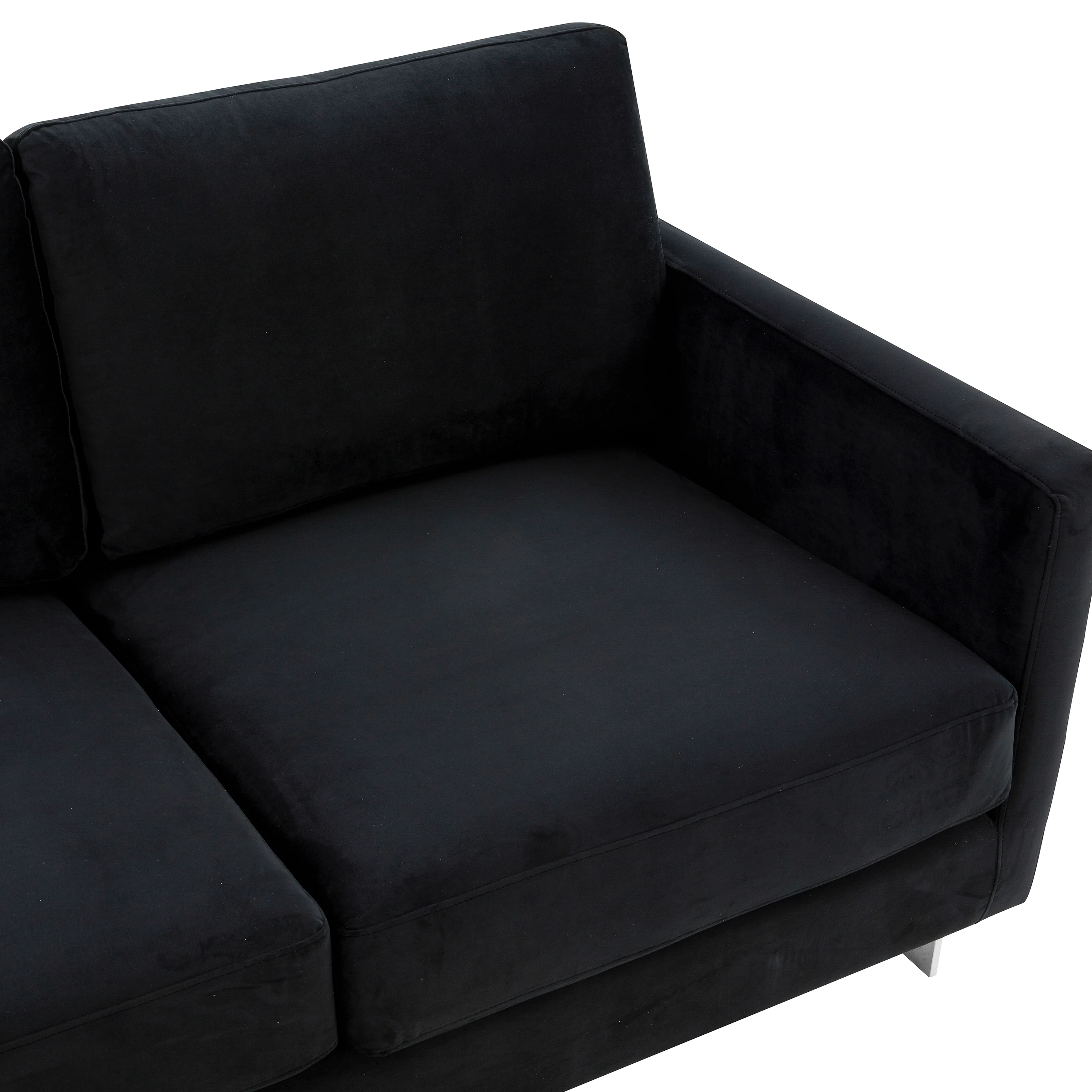 Lincoln Black Velvet Sofa With Chromed Frame