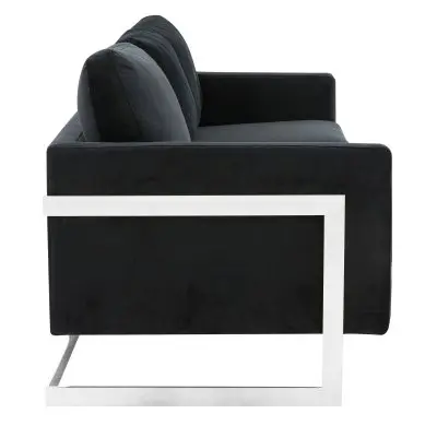 Lincoln Black Velvet Sofa With Chromed Frame