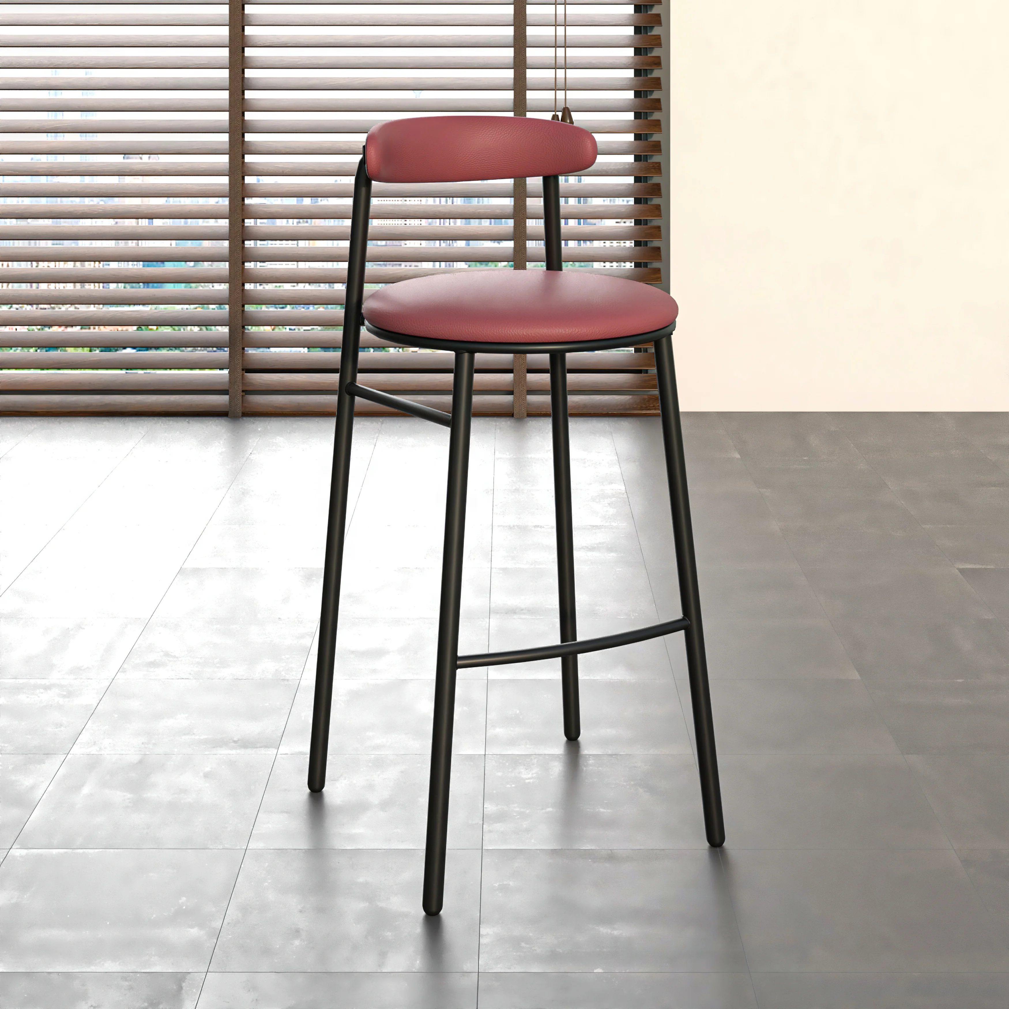 Lume Collection Modern Bar Stool in Burgundy