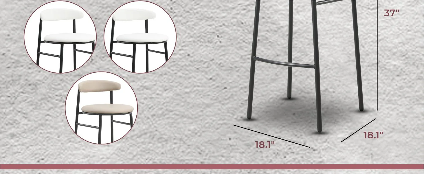 Lume Collection Modern Bar Stool in Burgundy