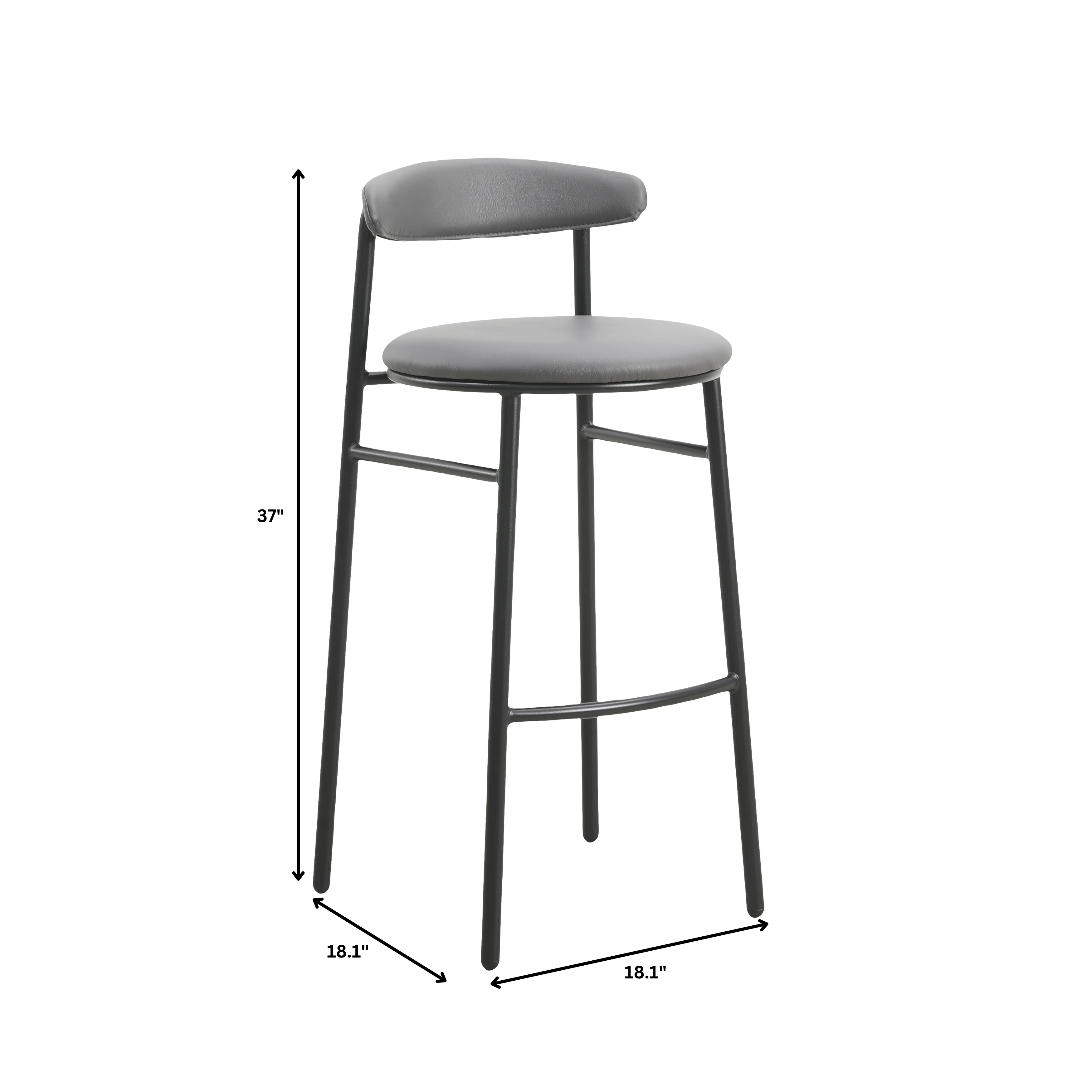 Lume Collection Modern Bar Stool in Charcoal
