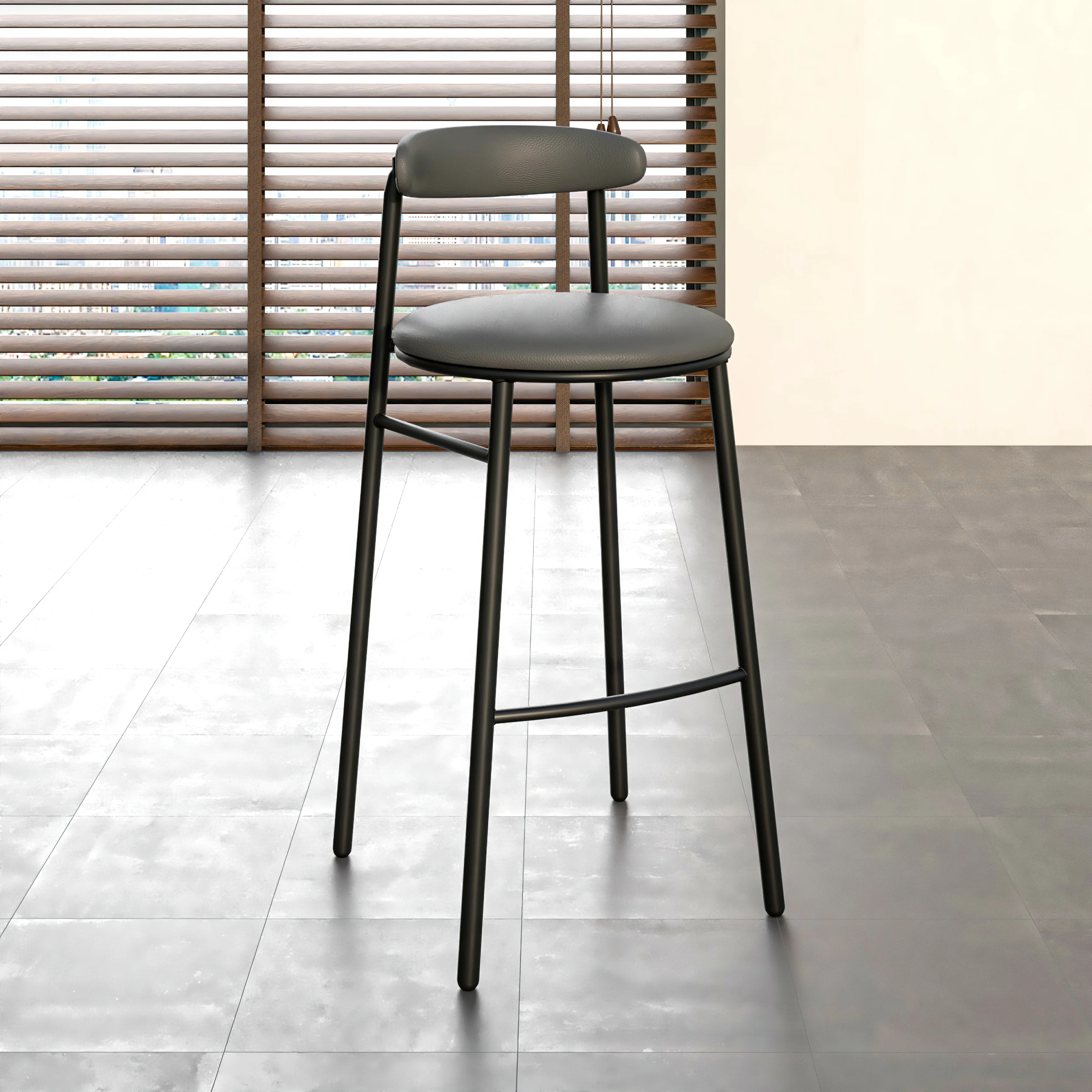 Lume Collection Modern Bar Stool in Charcoal