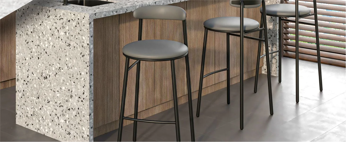 Lume Collection Modern Bar Stool in Charcoal