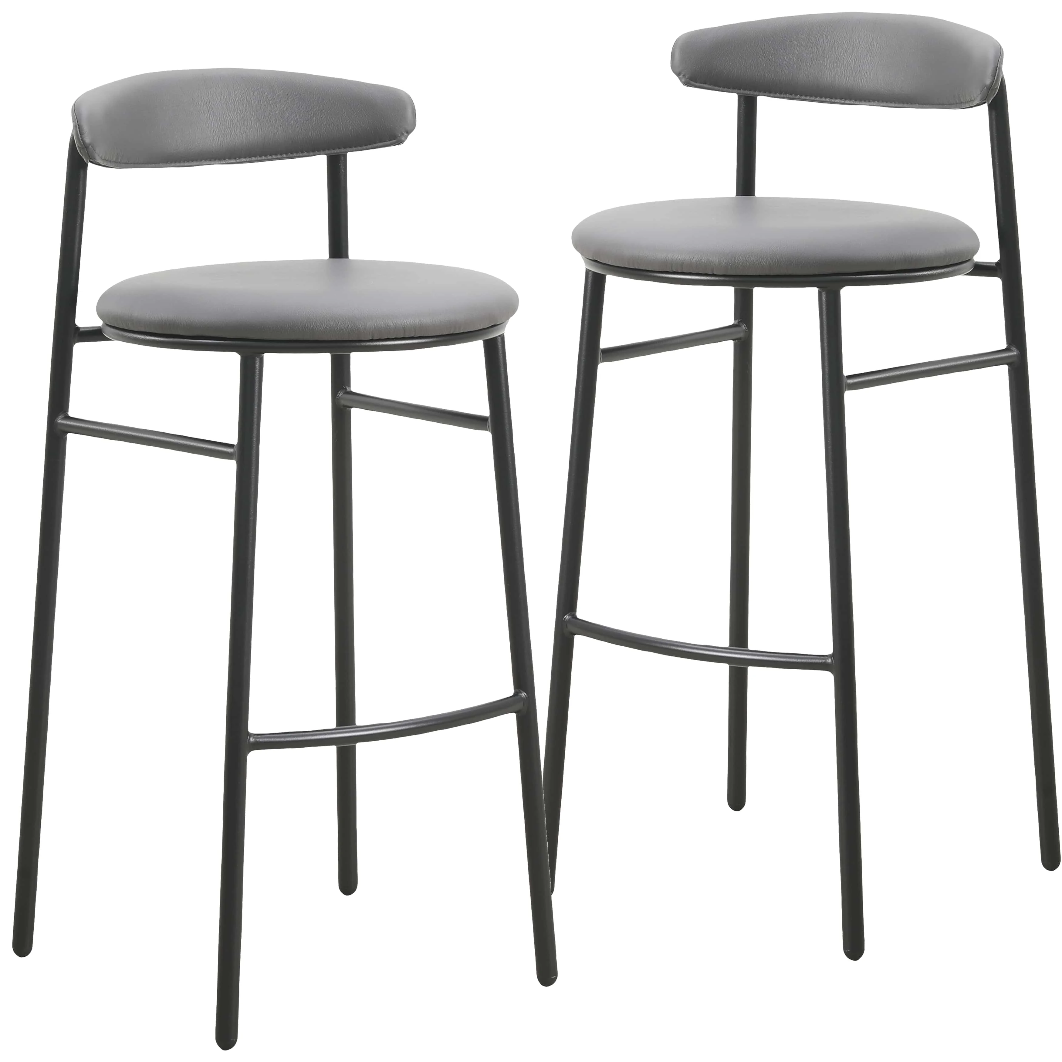 Lume Collection Modern Bar Stool in Charcoal Set of 2
