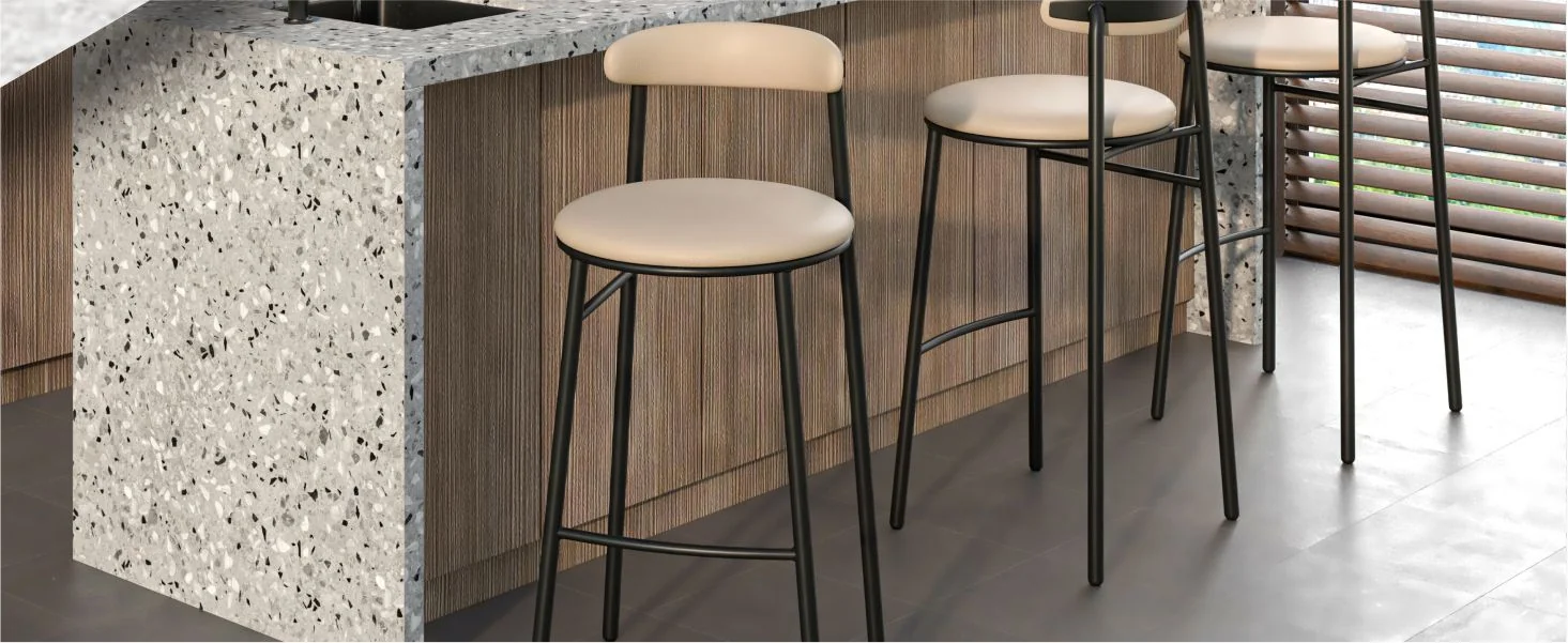 Lume Collection Modern Bar Stool in Dark Taupe