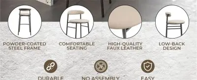 Lume Collection Modern Bar Stool in Dark Taupe