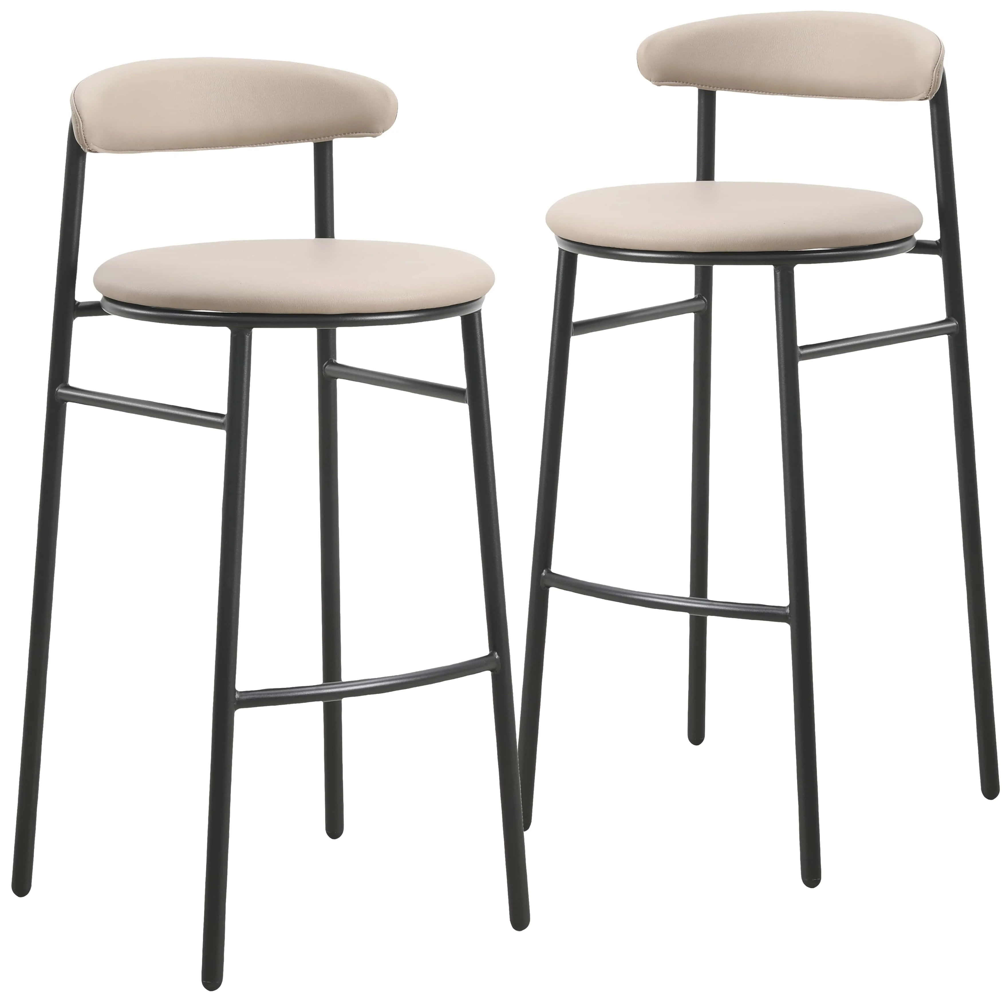 Lume Collection Modern Bar Stool in Dark Taupe Set of 2