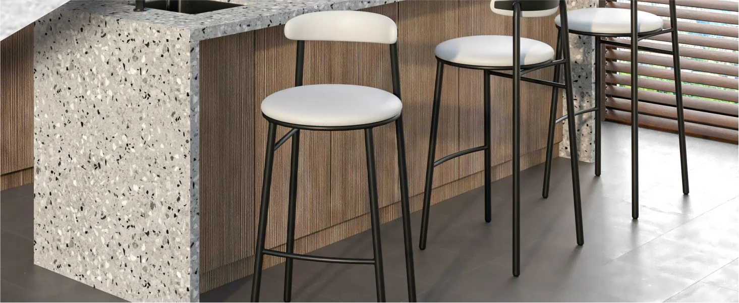 Lume Collection Modern Bar Stool in Grey