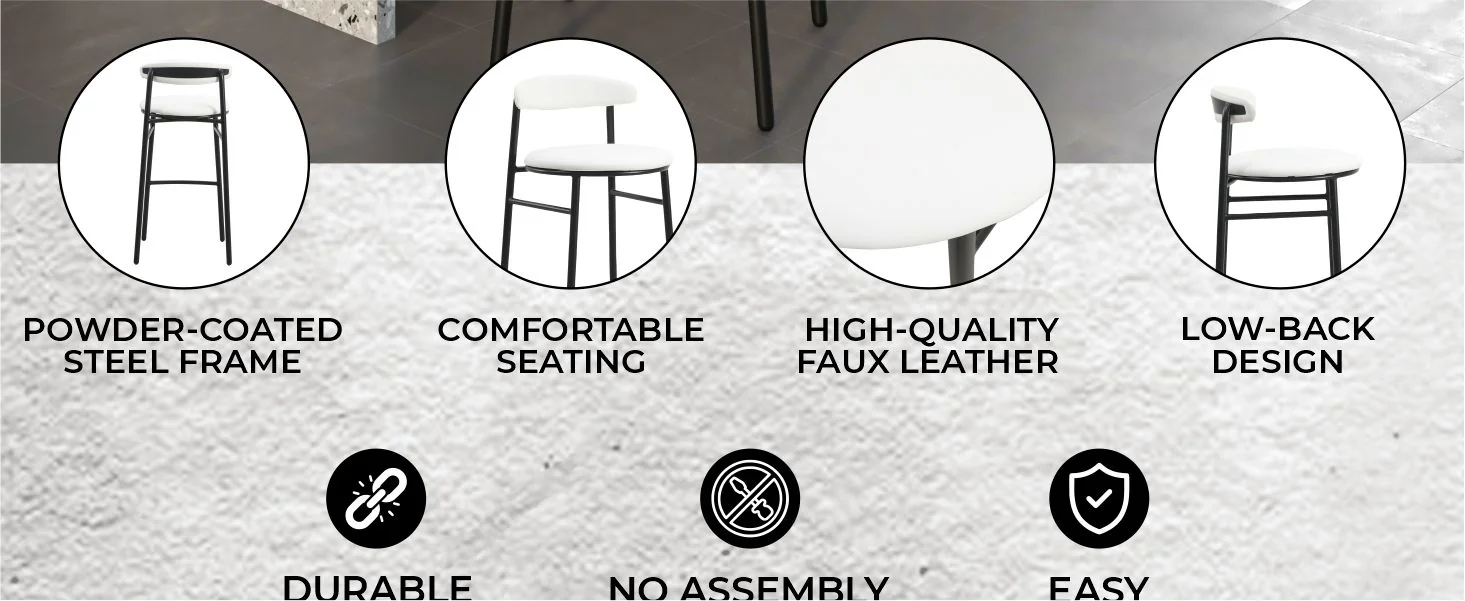 Lume Collection Modern Bar Stool in Grey