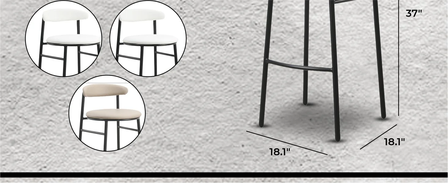 Lume Collection Modern Bar Stool in Grey