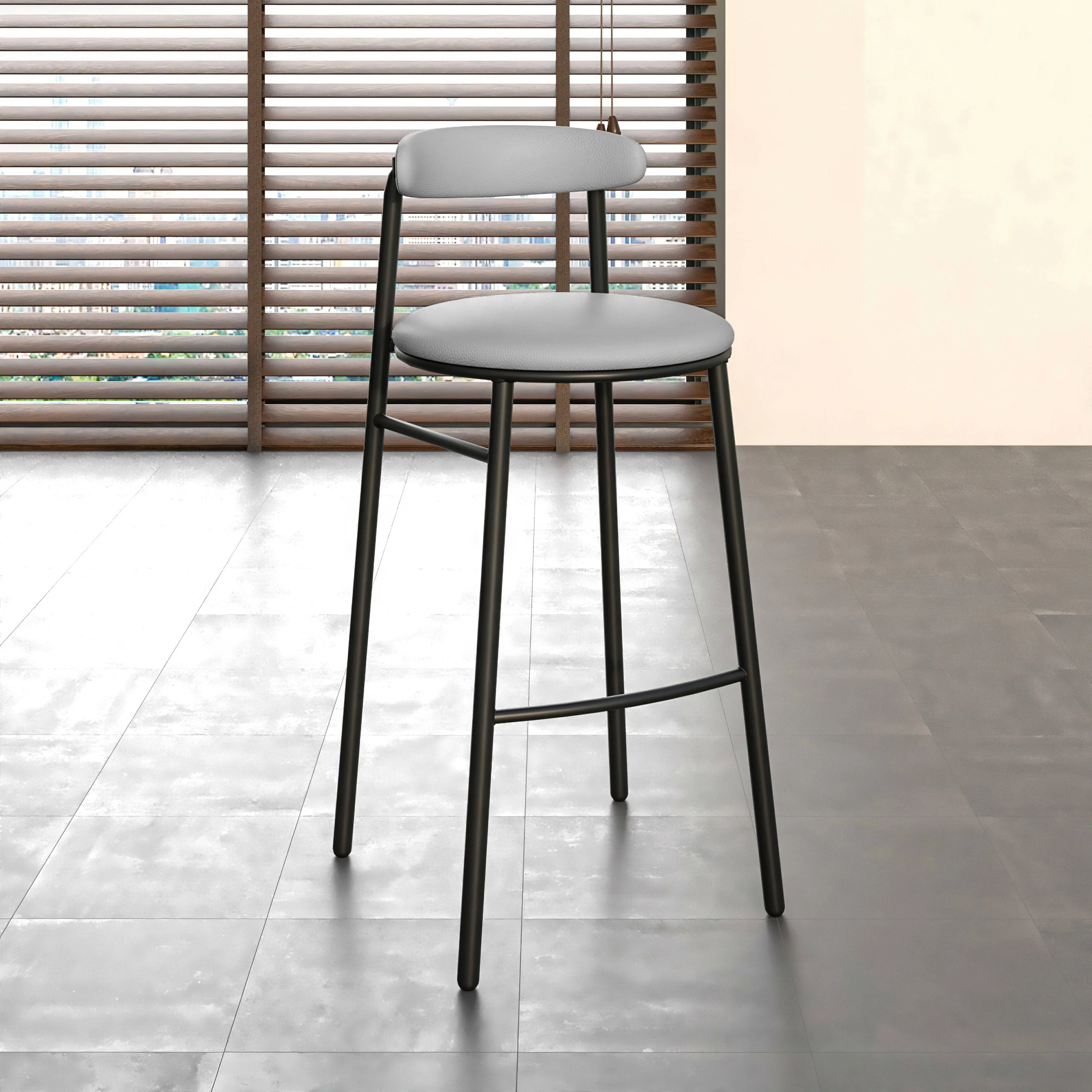 Lume Collection Modern Bar Stool in Grey Set of 2