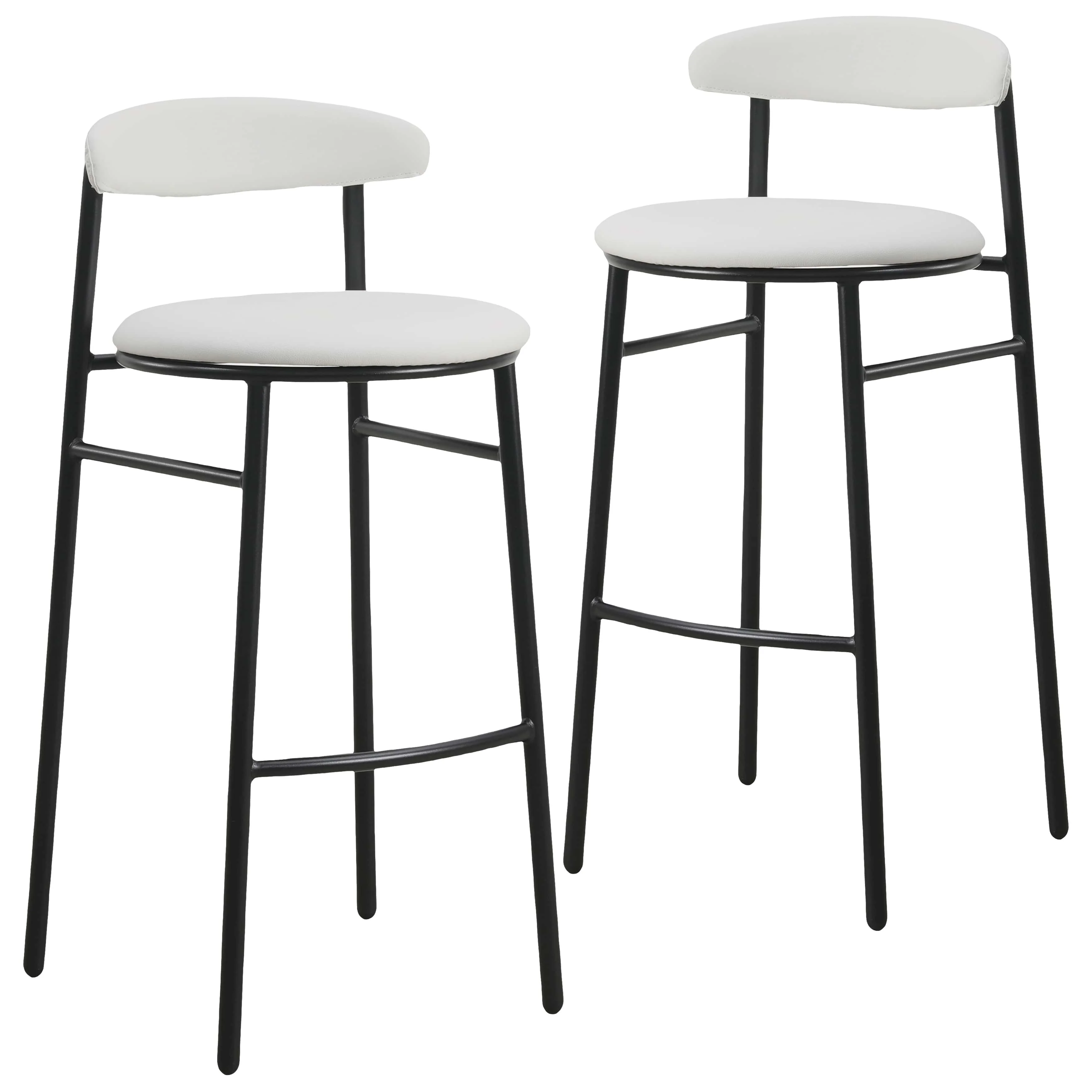 Lume Collection Modern Bar Stool in Grey Set of 2