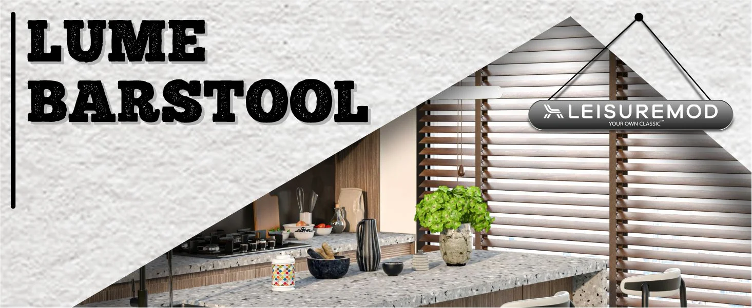 Lume Collection Modern Bar Stool in White