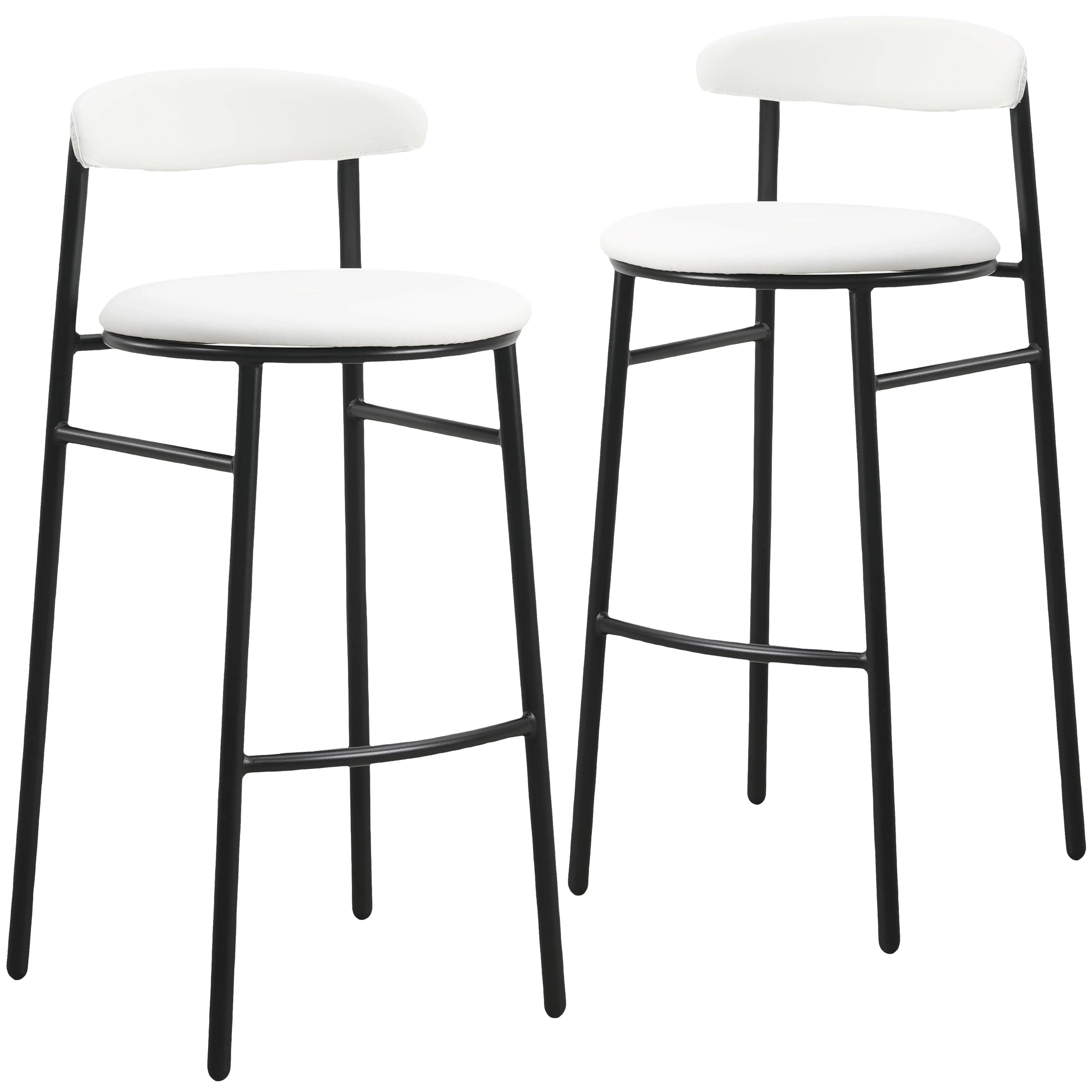 Lume Collection Modern Bar Stool in White Set of 2