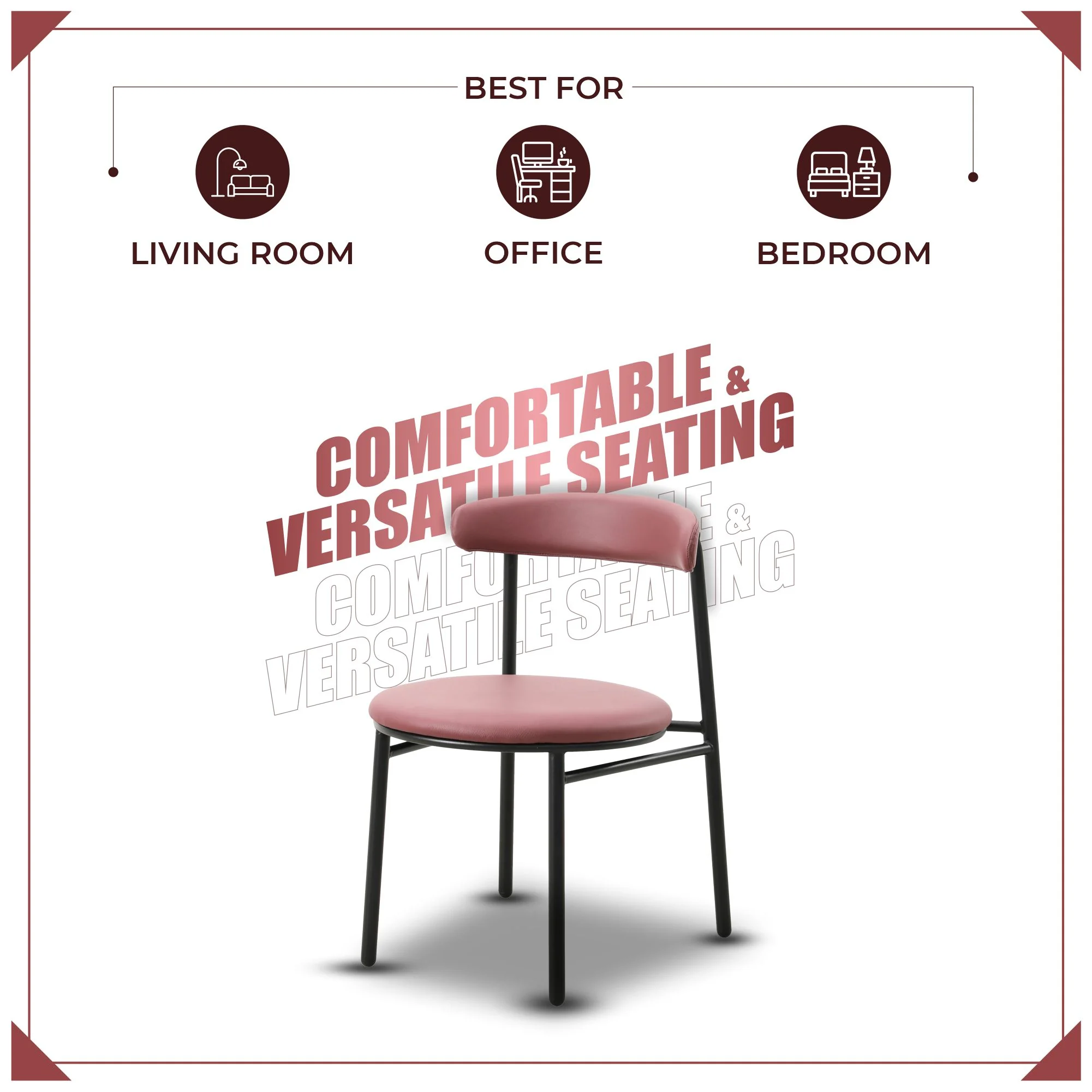 Lume Collection Modern Dining Chair in Burgundy Set of 2