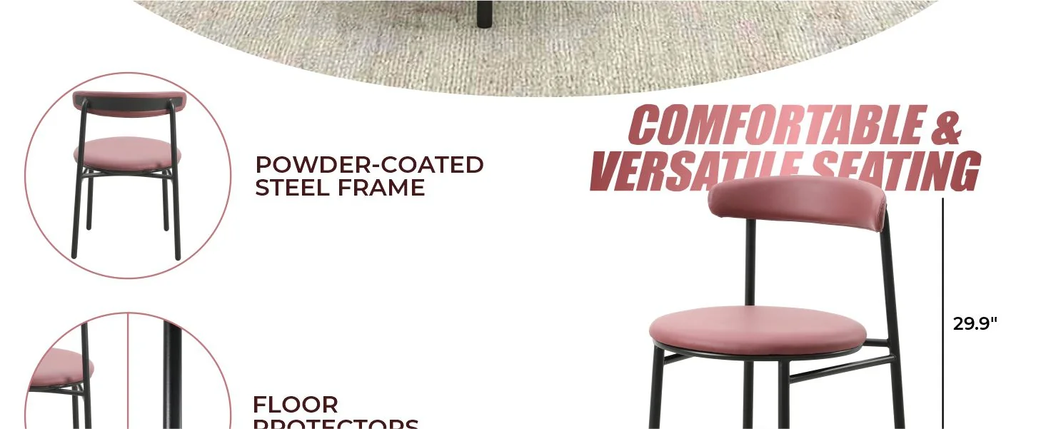 Lume Collection Modern Dining Chair in Burgundy Set of 2