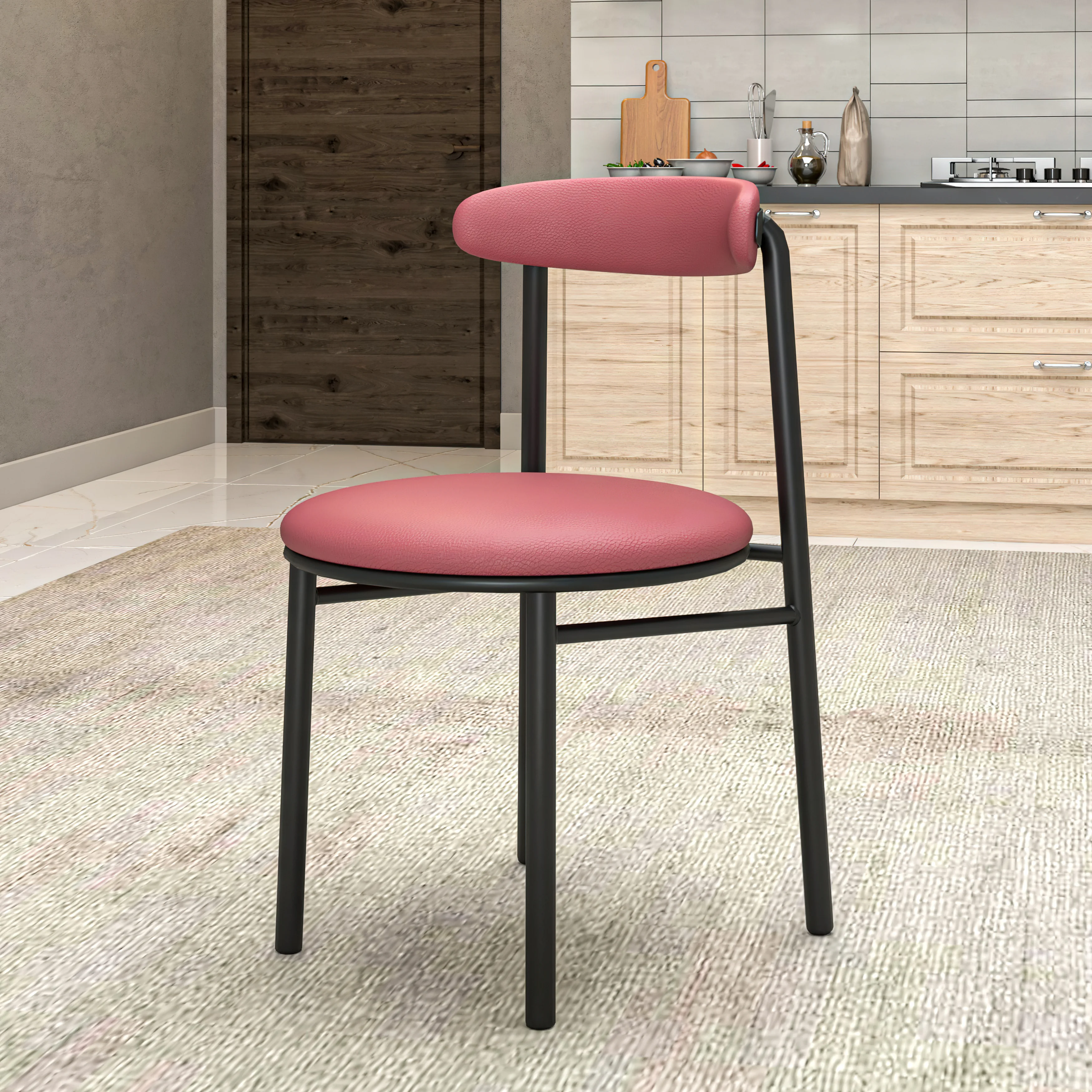 Lume Collection Modern Dining Chair in Burgundy Set of 4