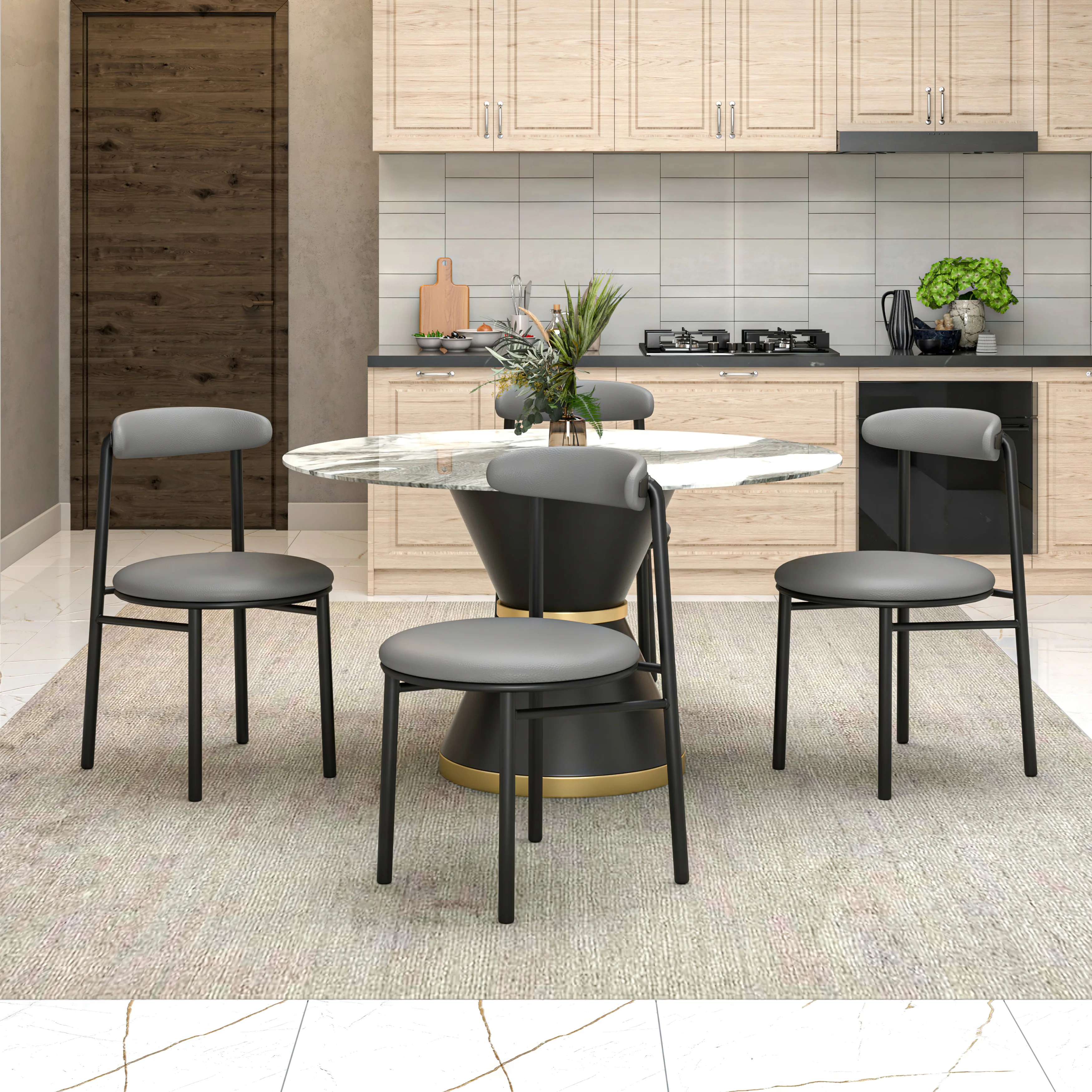 Lume Collection Modern Dining Chair in Charcoal