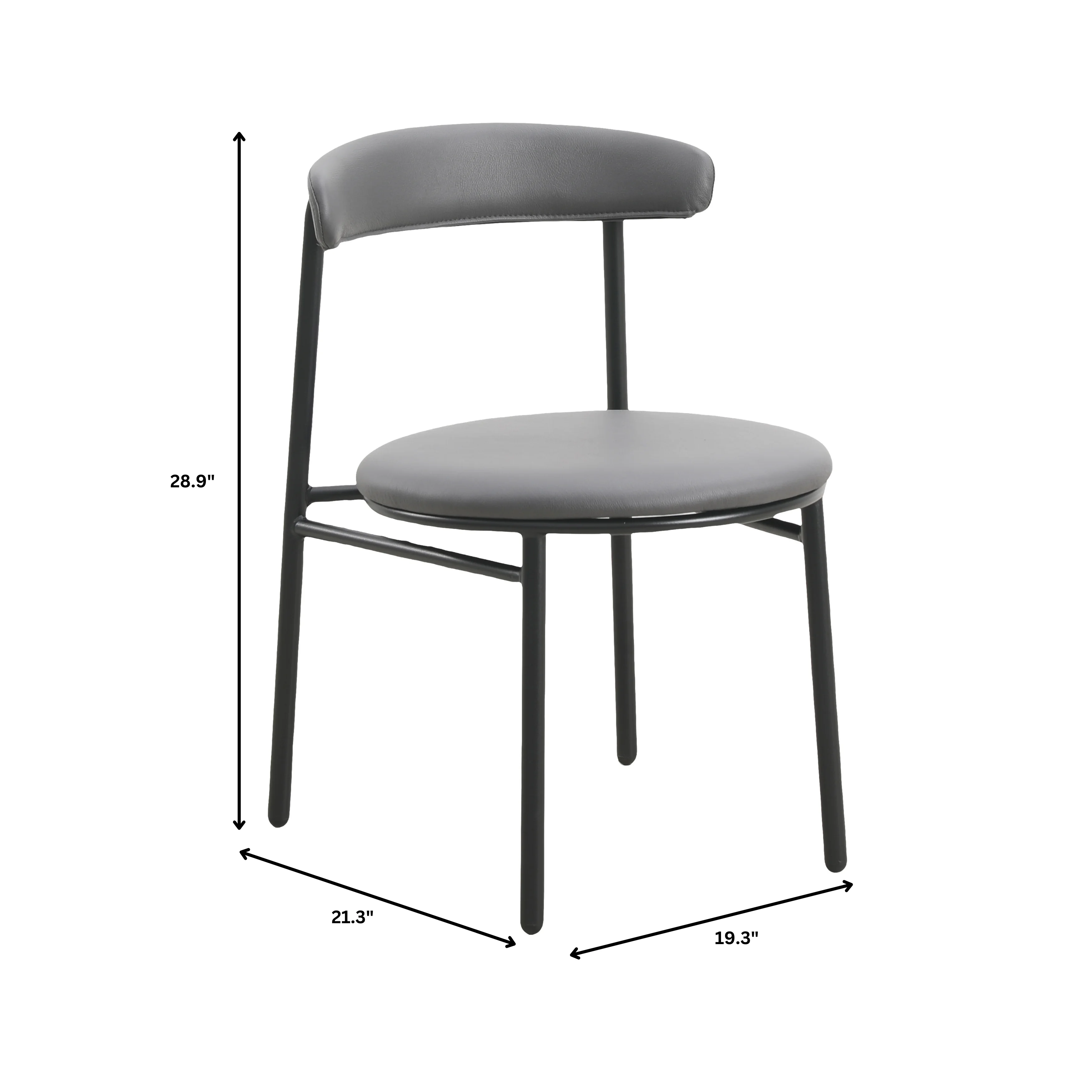 Lume Collection Modern Dining Chair in Charcoal Set of 2