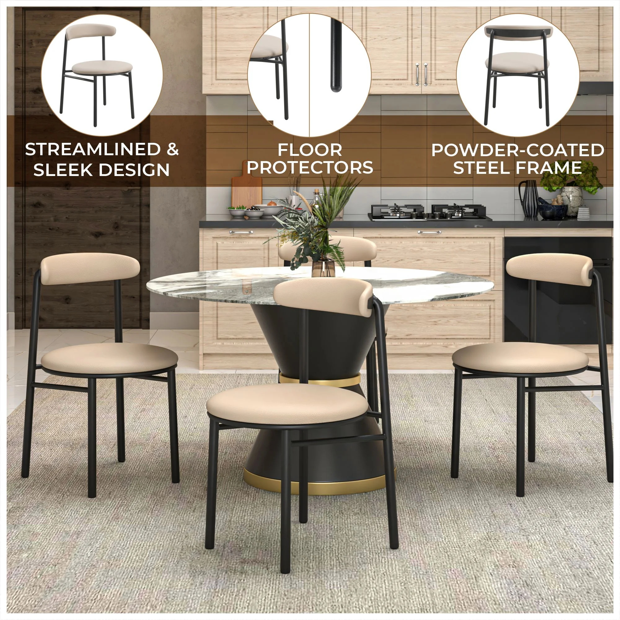 Lume Collection Modern Dining Chair in Dark Taupe Set of 2
