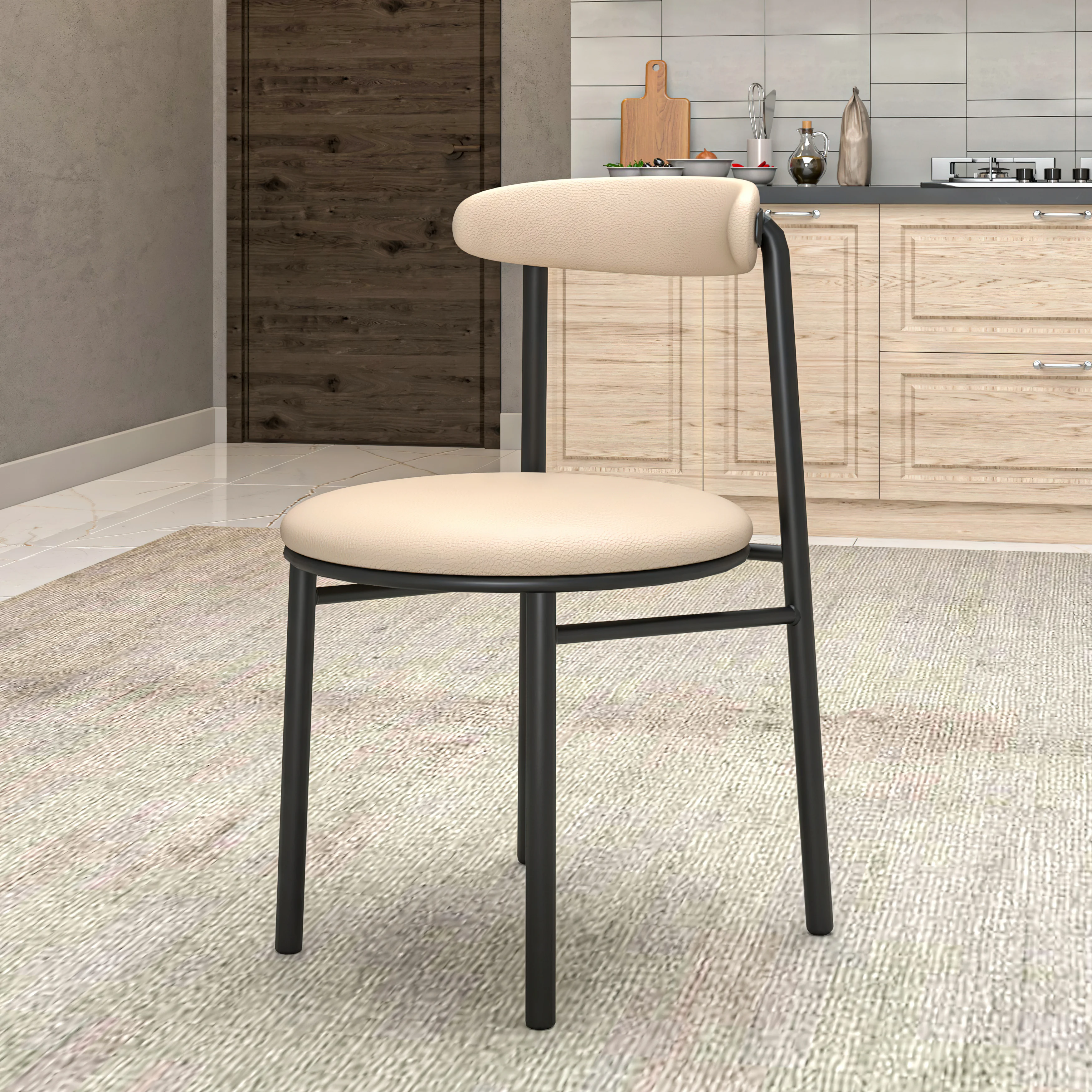 Lume Collection Modern Dining Chair in Dark Taupe Set of 4