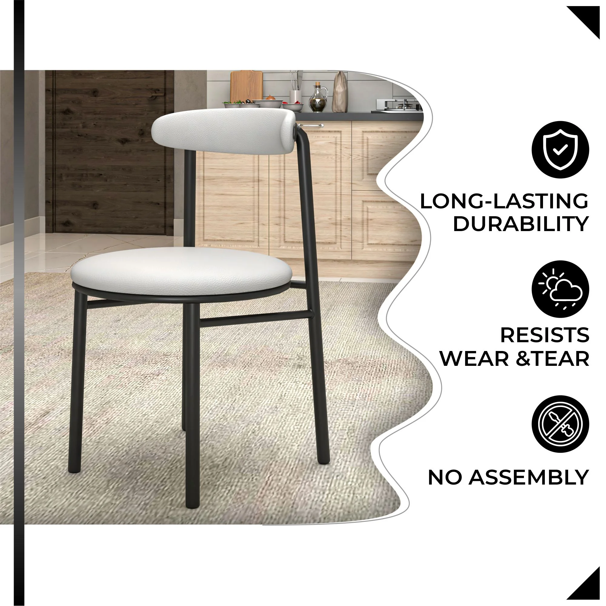 Lume Collection Modern Dining Chair in Grey