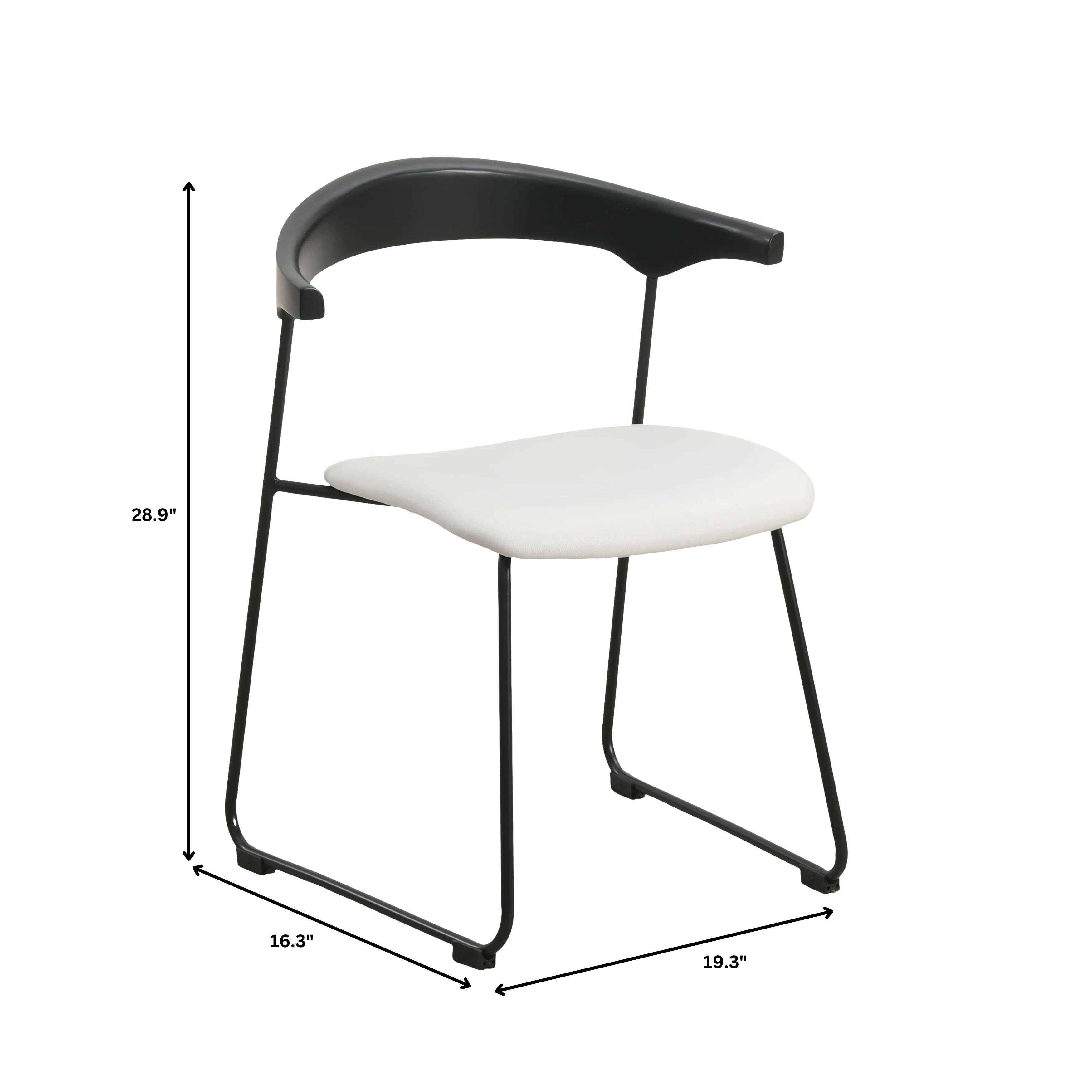 Lyra Collection Modern Chair in Black back and White Seat