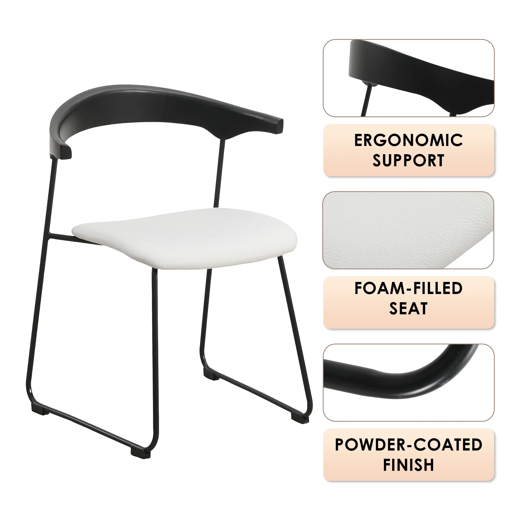 Lyra Collection Modern Chair in Black back and White Seat