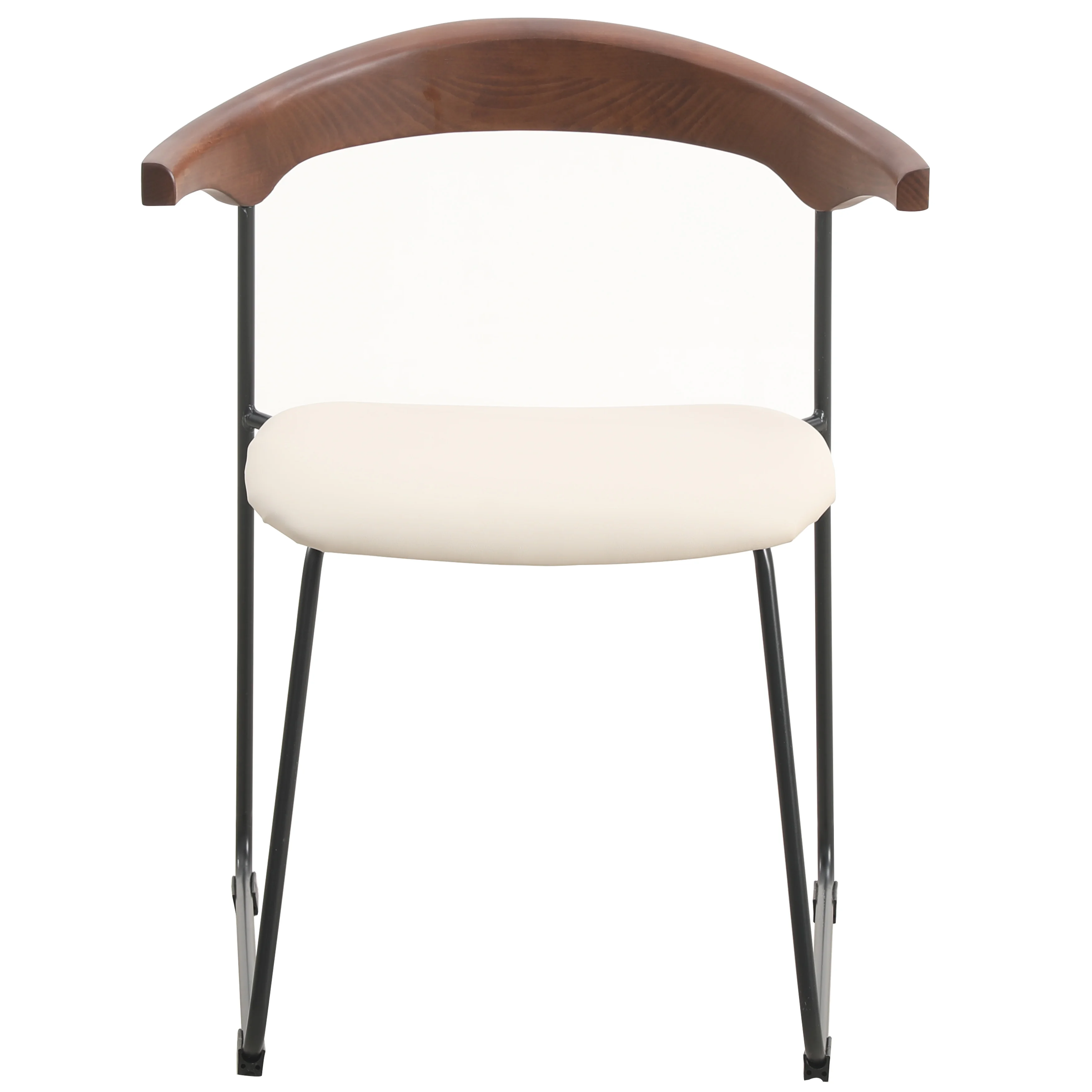 Lyra Collection Modern Chair in Walnut Color back and Taupe Seat