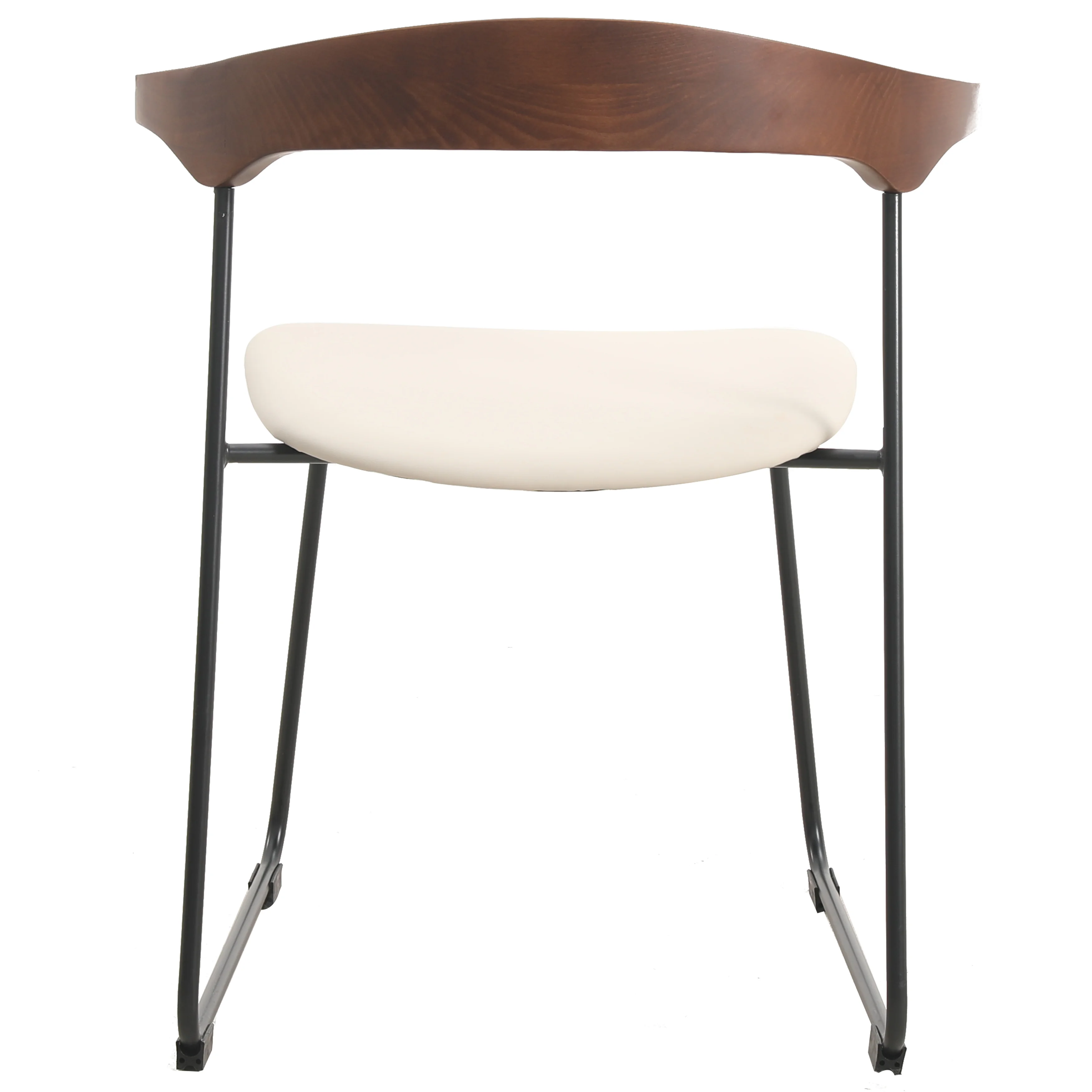 Lyra Collection Modern Chair in Walnut Color back and Taupe Seat