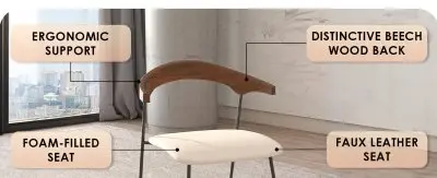 Lyra Collection Modern Chair in Walnut Color back and Taupe Seat