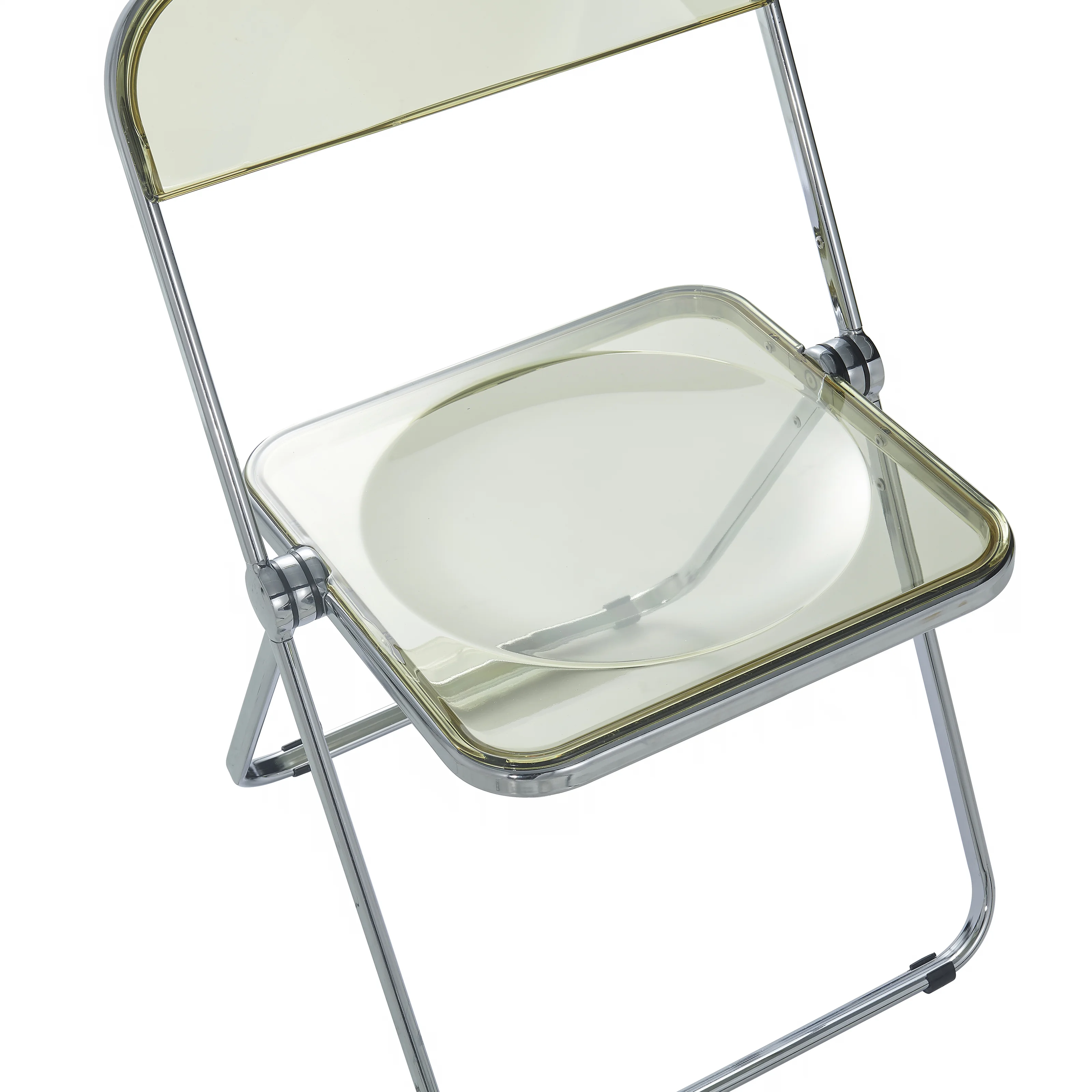 Lawrence Acrylic Folding Chair With Metal Frame, Set of 2