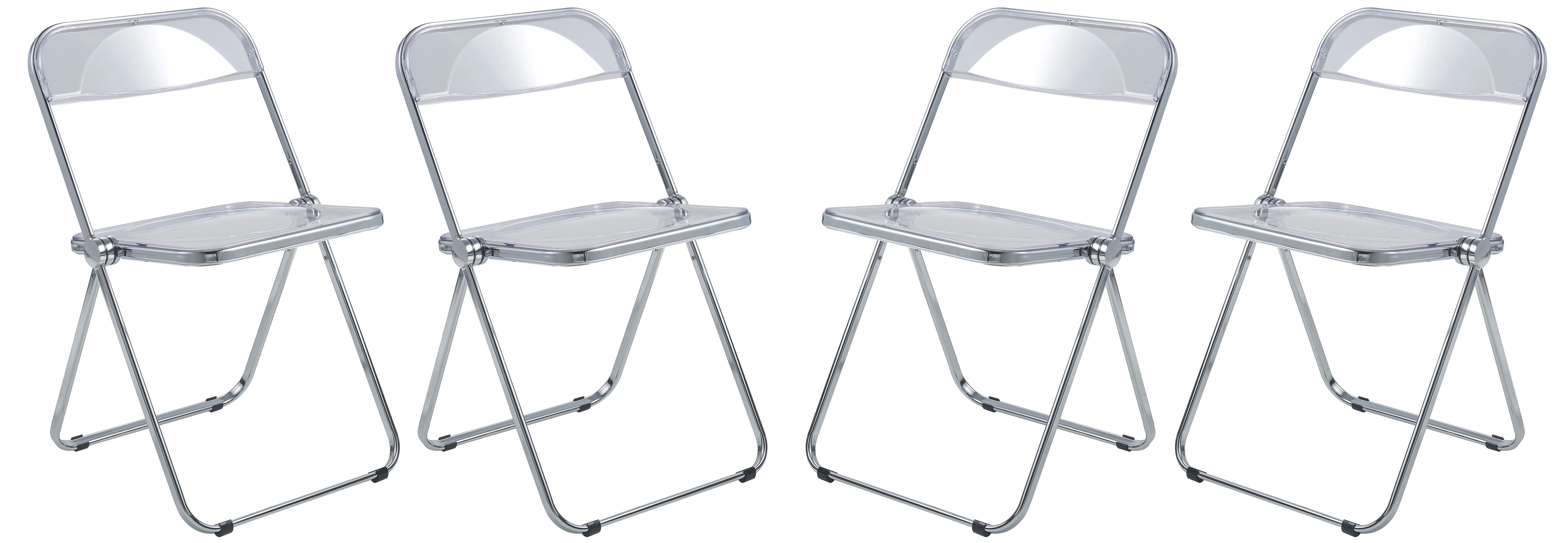 Lawrence Acrylic Folding Chair With Metal Frame, Set of 4