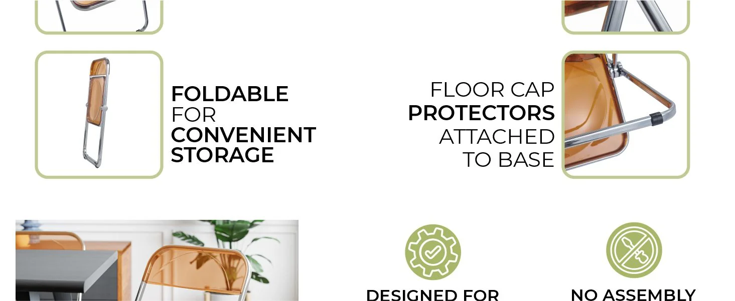 Lawrence Acrylic Folding Chair With Metal Frame