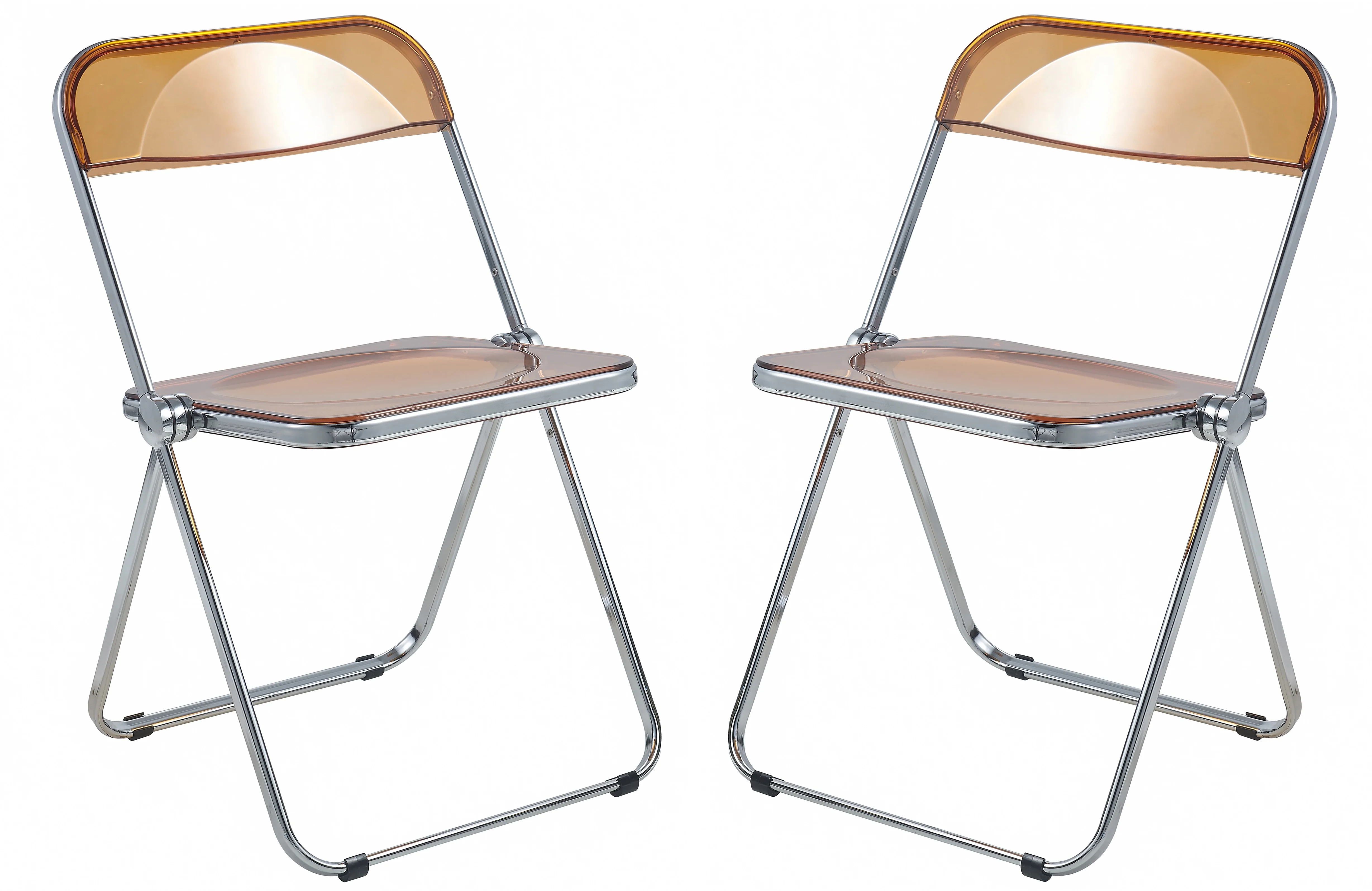 Lawrence Acrylic Folding Chair With Metal Frame, Set of 2