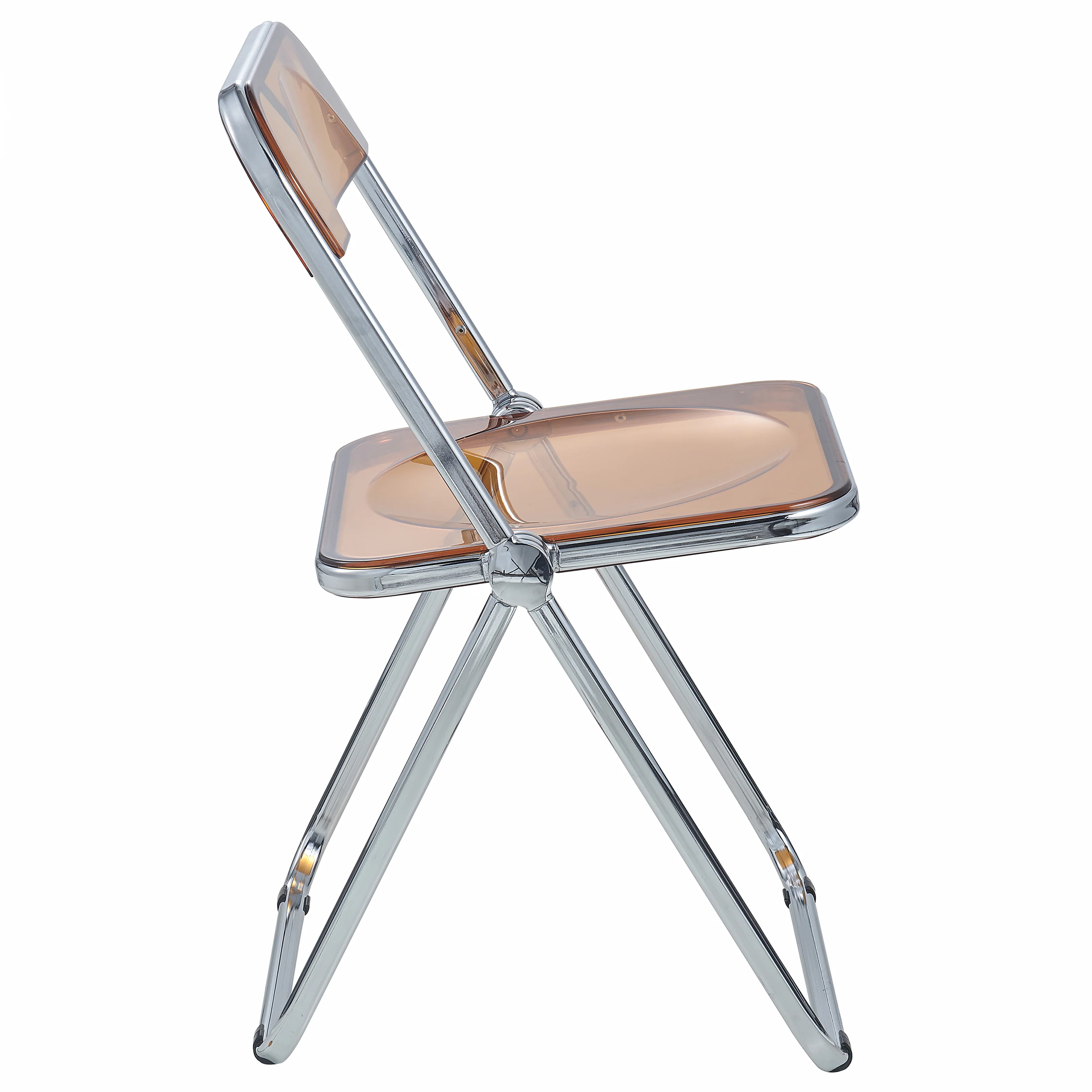 Lawrence Acrylic Folding Chair With Metal Frame, Set of 2